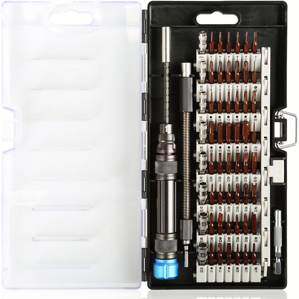 Screwdriver Set, 60 in 1 Precision Magnetic Driver Bits Professional Electronics Repair Tool Kit, Flexible Shaft, S2 Steel, for iPhone Smartphone Video Game Console