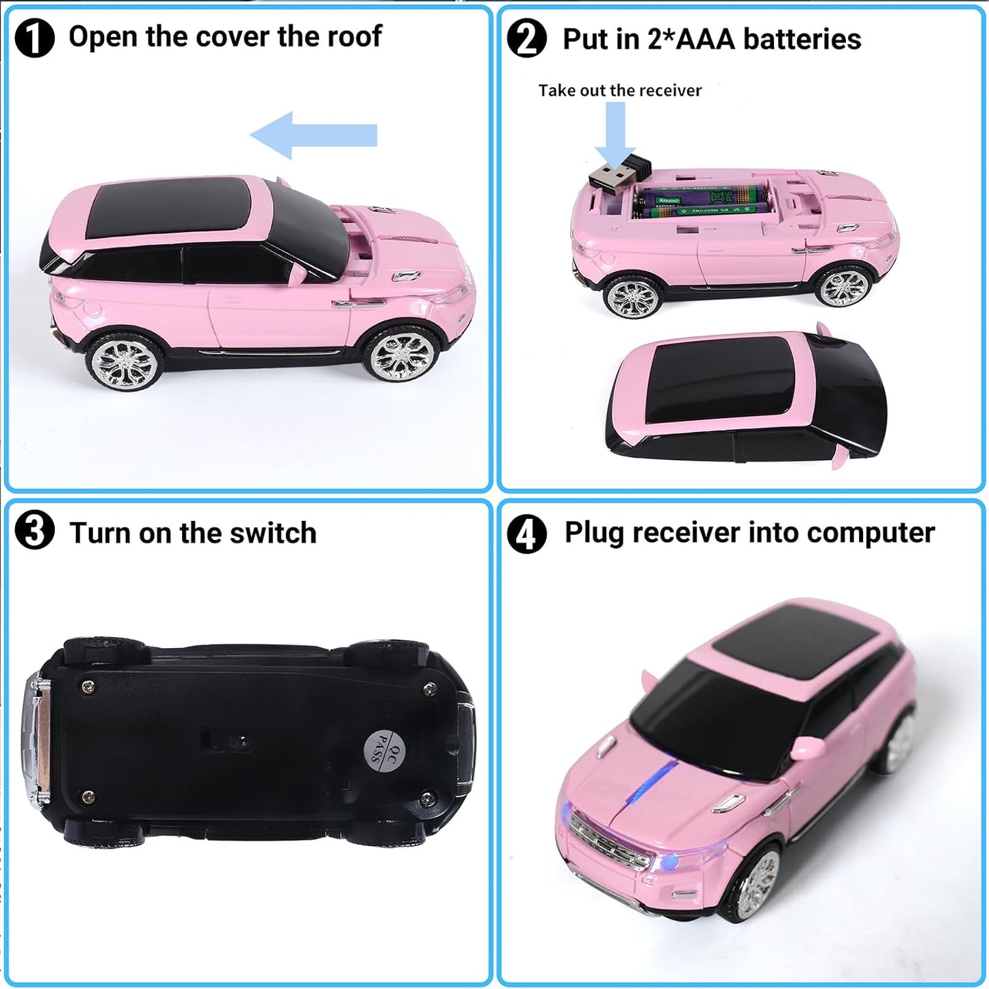 elec Space Wireless Mouse Car Computer Mouse for PC Laptop (Milk Tea Pink)