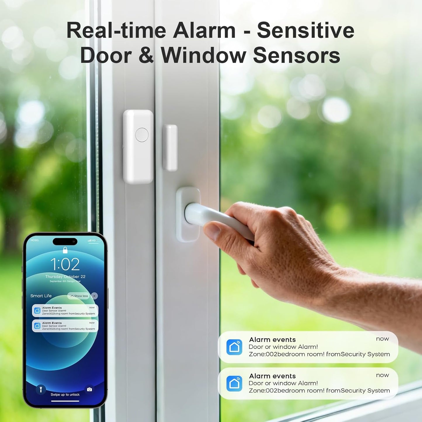 Home Security System with Smart Life or Tuya Instant App Alerts and Instant App Alerts,WiFi+4G Compatible with Alexa and Google DIY Alarm System Kit,Door/Window &amp; Motion Sensors,for Apartment