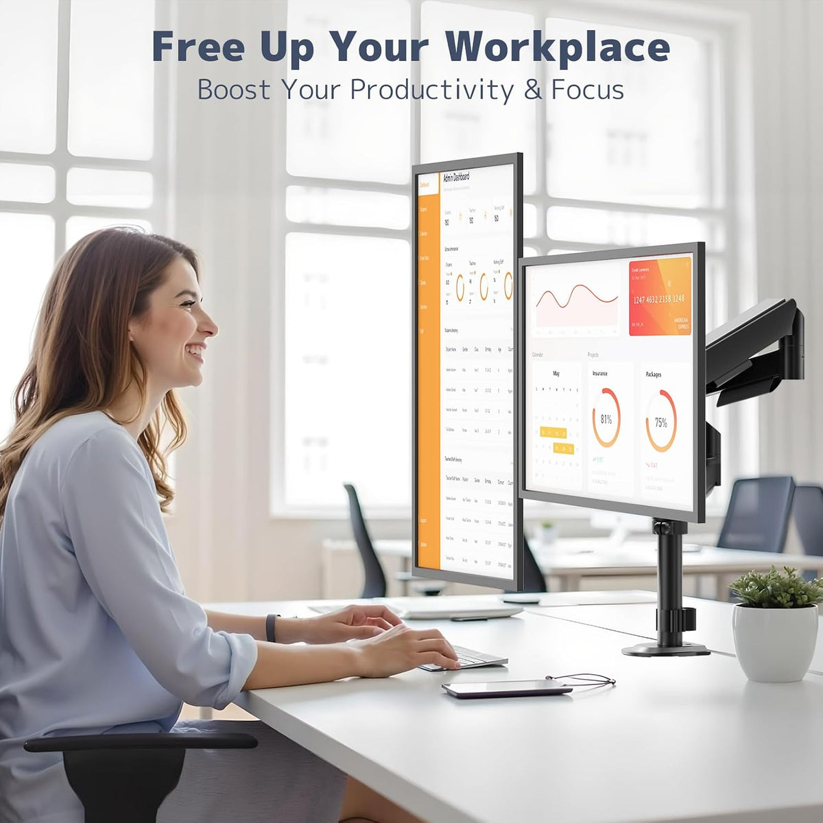 PUTORSEN Dual Monitor Stand for 17-32 Inch Screens, VESA 75/100