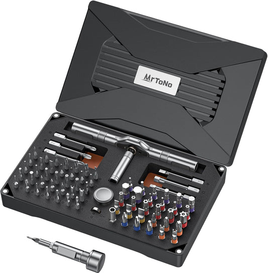 74 in 1 Magnetic Ratchet Screwdriver Set with Detachable T Handle | S2 Steel Bits Screwdriver Set, Repair Tool Kit for Furniture, Precision Electronics, Bicycle, DIY, Computer, Gift for Man