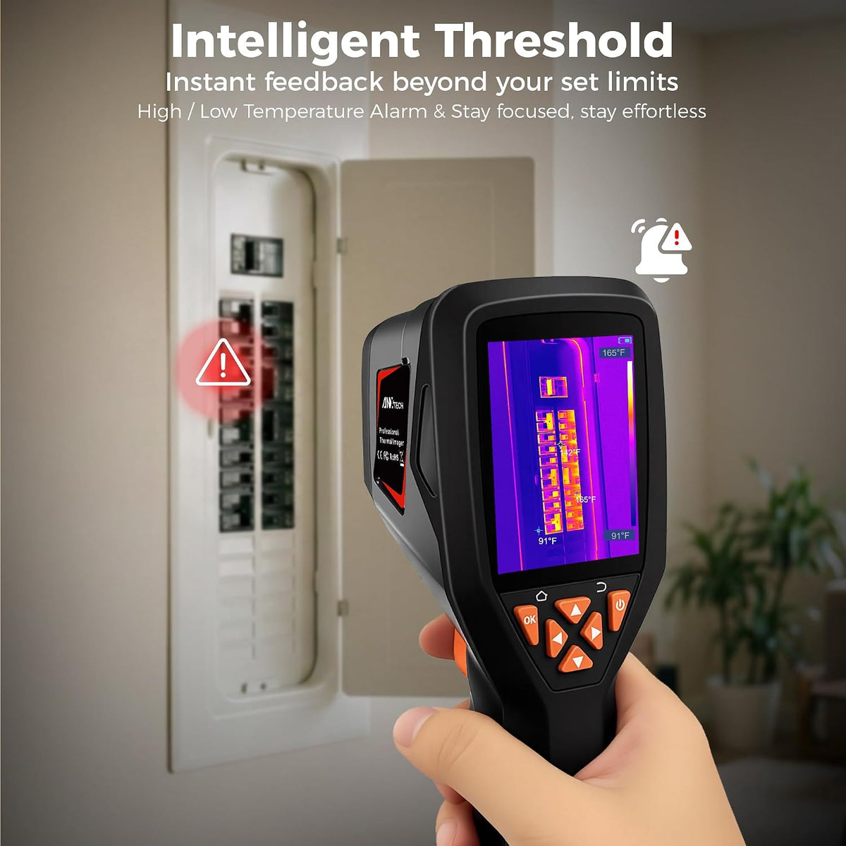 320x240 Thermal Camera 25Hz Handheld for Leak Detection Home | 320x240 Super Resolution, high/low temp alarm, 8hr battery, -4°F~1022°F, for moisture & home inspection