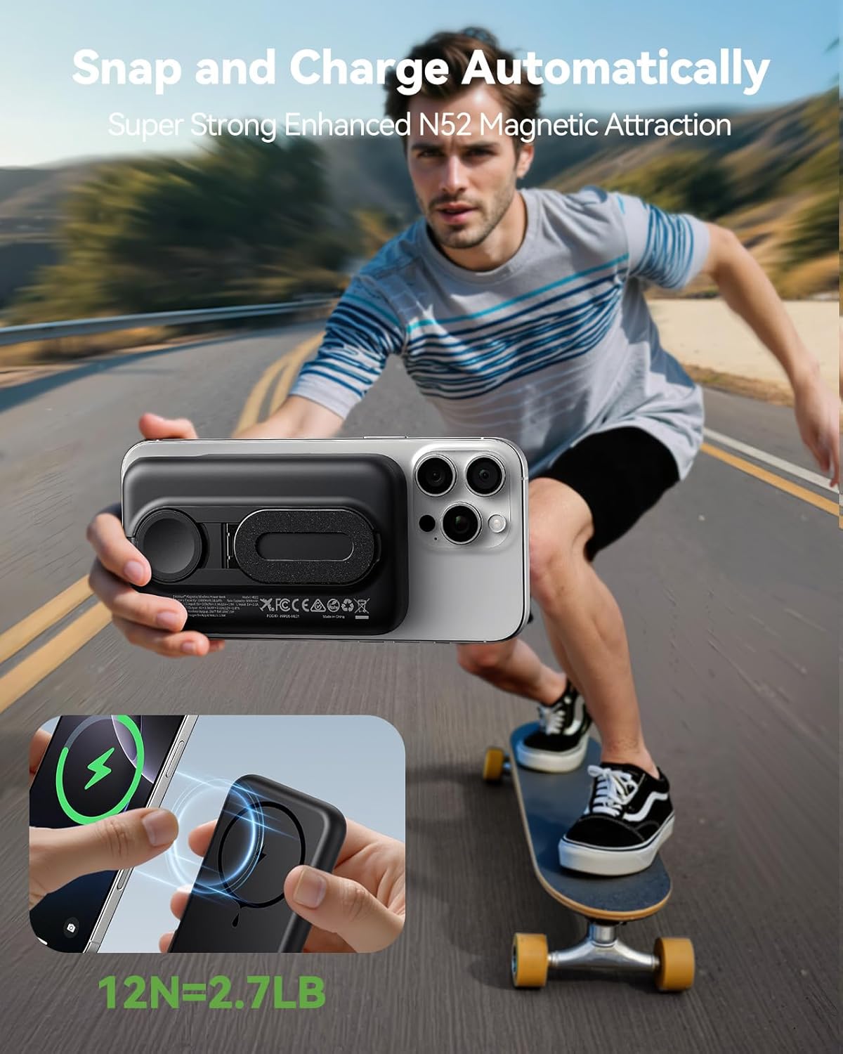 Magnetic Portable Charger for iPhone &amp; Apple Watch, 10000mAh Wireless Power Bank USB-C Fast Charging with Stand for iPhone Air/17/16/15/14/13 Series &amp; iWatch, Travel Essential for Magsafe Battery Pack