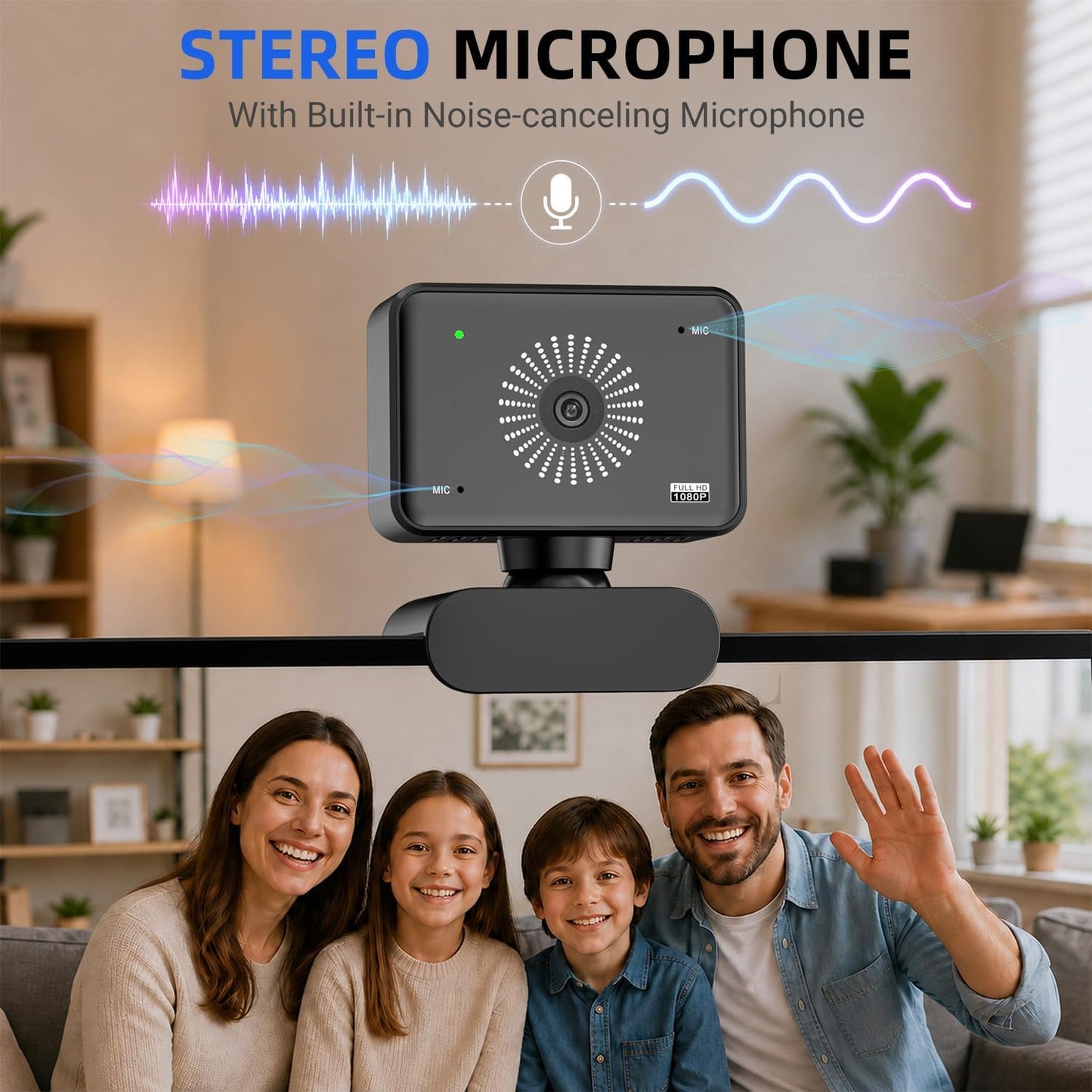 Webcam for PC, 1080P Full HD USB Webcam with Privacy Cover & Built-in Microphone, Plug and Play Computer Web Camera for Video Conference Online Class Live Streaming Video Calling (1080P)