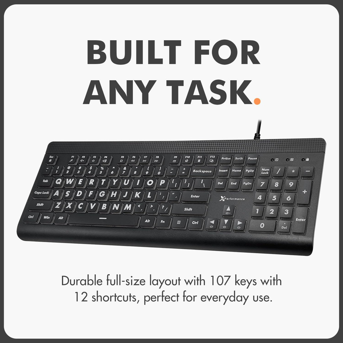 X9 Large Print Backlit Computer Keyboard - Easy to See Big Letters - Lighted USB Wired Keyboard with 7-Colors Backlight LED, Full Size Oversized Light Up Keyboard for Windows, PC, Laptop, Desktop