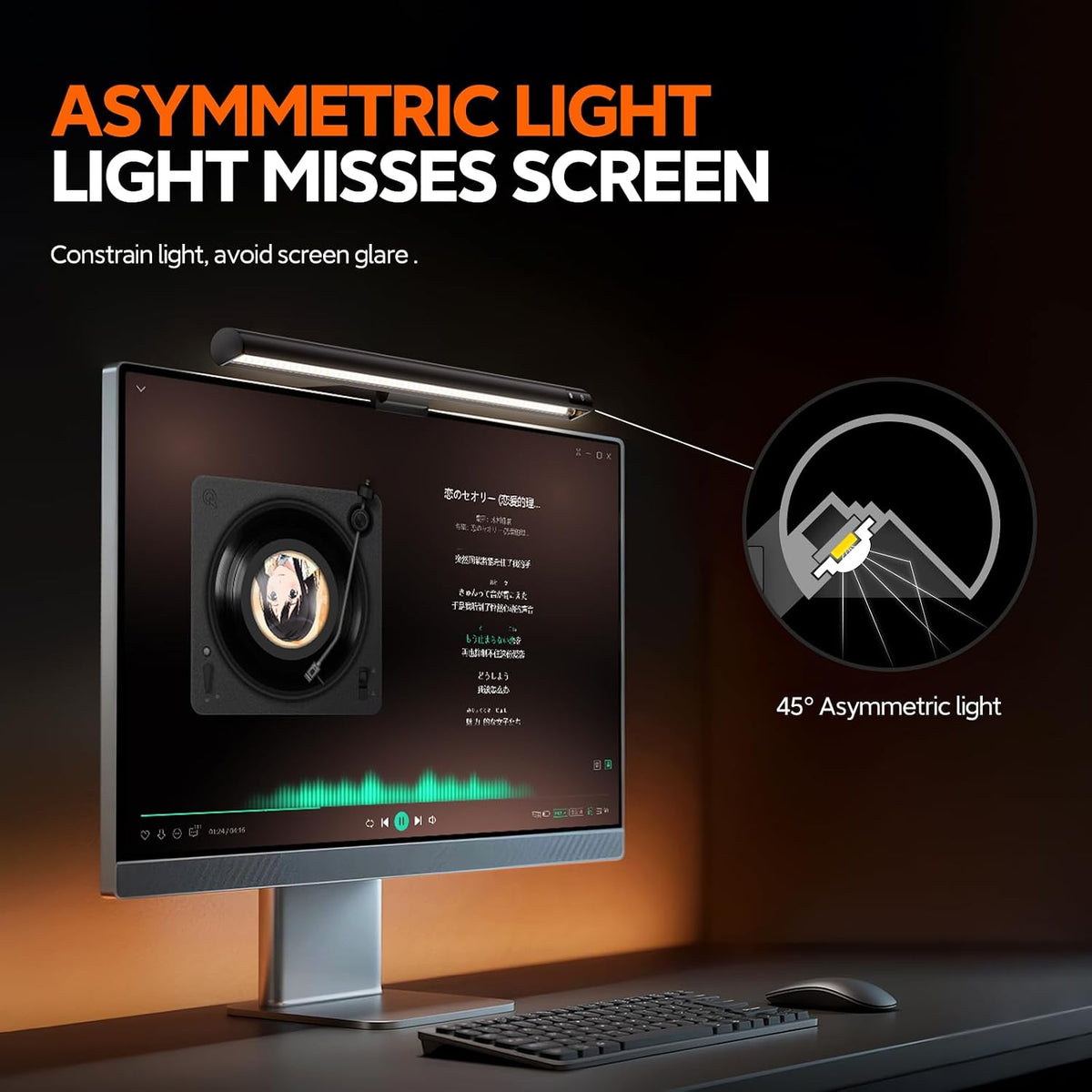 LYMAX Monitor Light Bar, Eye-Care USB Computer Lamp Dimmable Screen Light Bar, Fit for All Monitor with Wireless Controller, Backlight, No Screen Glare, Space Saving for Home Office Gaming Desk