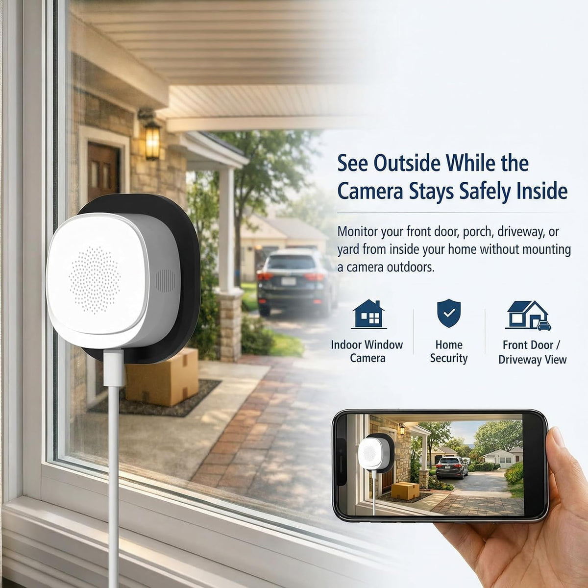 ELECCTV 2.5K Window Security Camera,2.4G/5GHz WiFi Indoor Camera,Anti-Glare