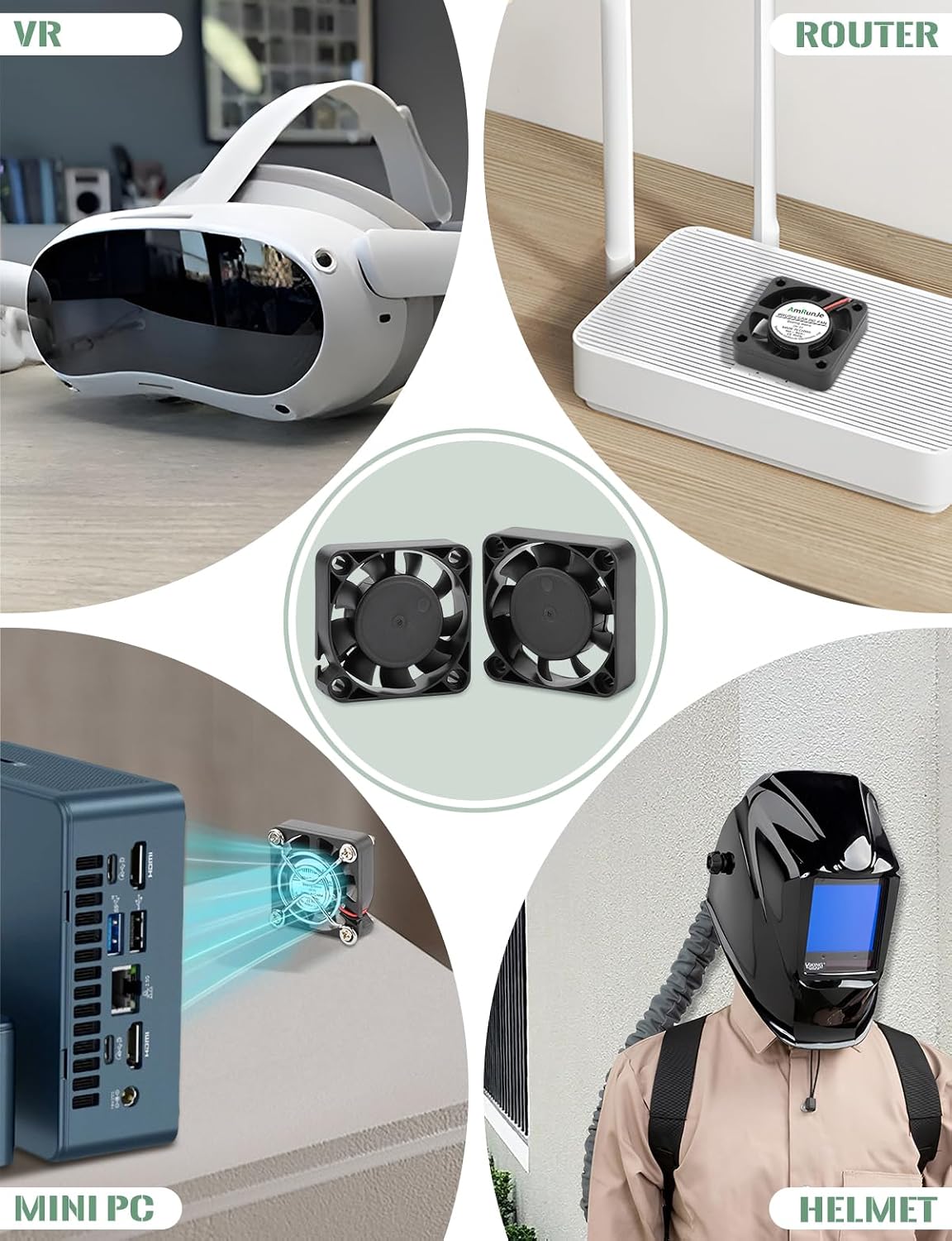 40mm USB Fan 2pcs, 5V Mini Cooling Brushless Fan with Speed Control | 4010 Small Box Fan for PC Computer PlayStation Xbox Router Terrarium Aquarium Welding Helmet Raspberry Pi