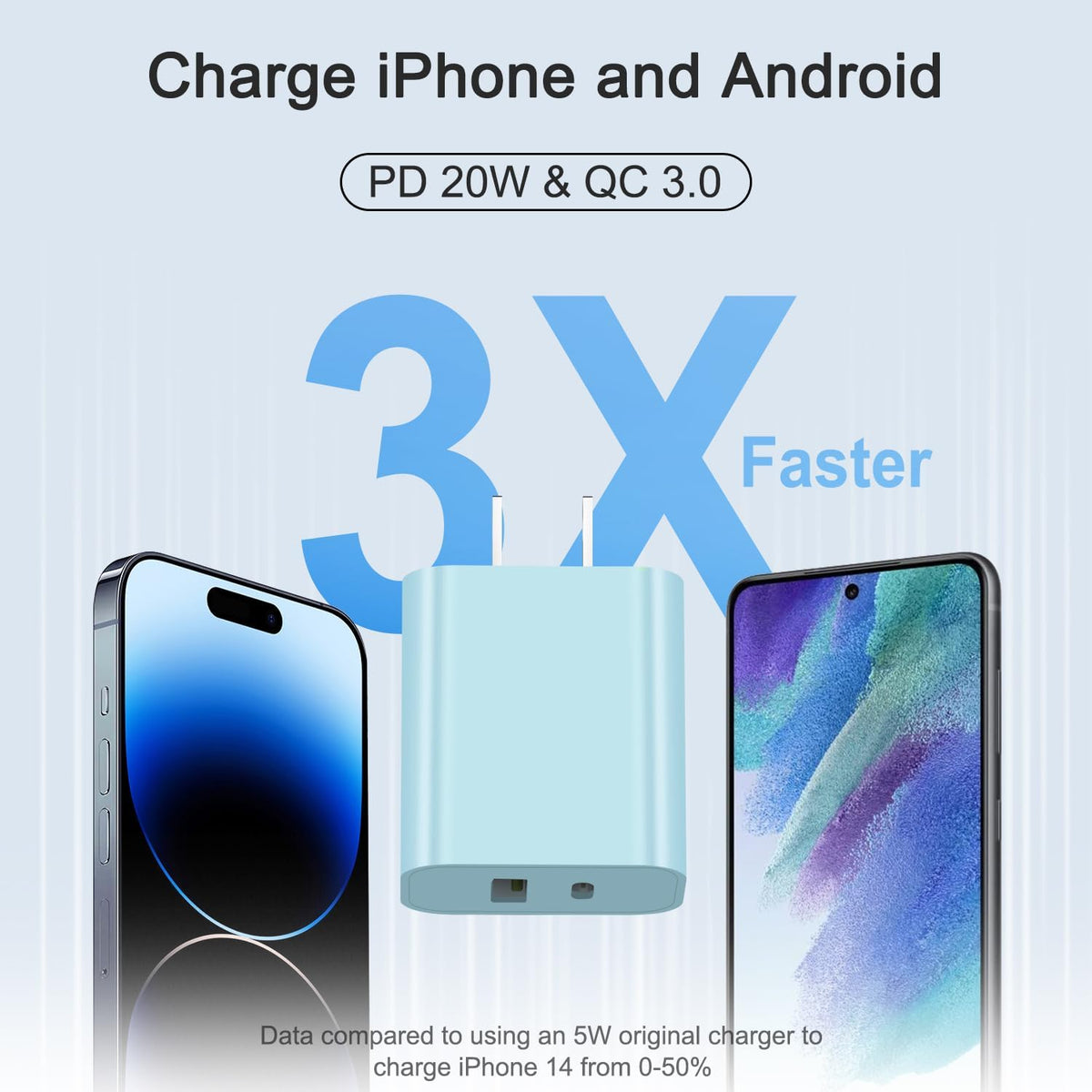 iPhone 17 16 15 Charger Fast Charging USB C Charger Block Type C Chargers Charging Block with 3 Pack 10FT Cable for iPhone 17/17 Plus/17 Pro Max/16/16 Plus/16 Pro Max/15 Pro Max/iPad Pro(Blue)