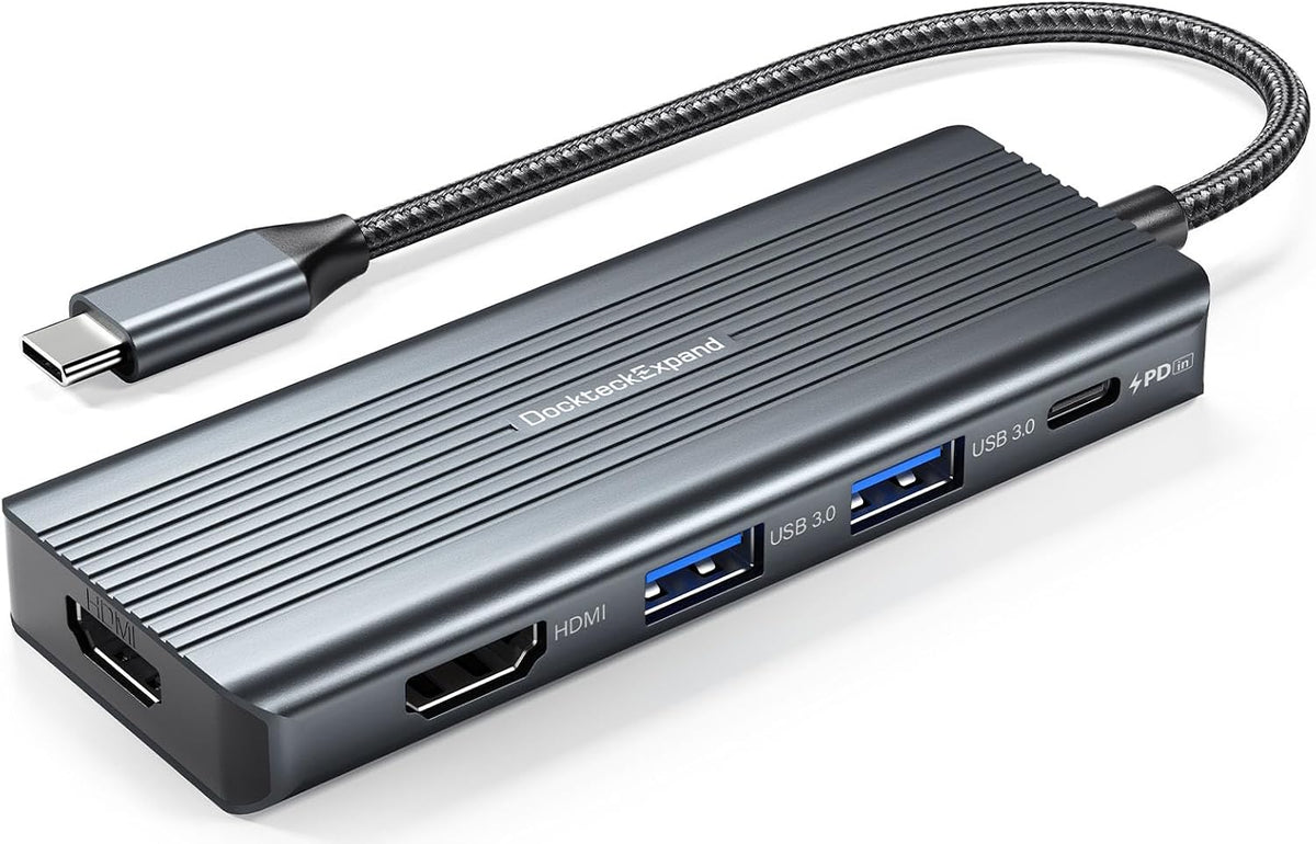 USB C to HDMI, Dual Monitor Adapter, DockteckExpand 5 in 1 Hub
