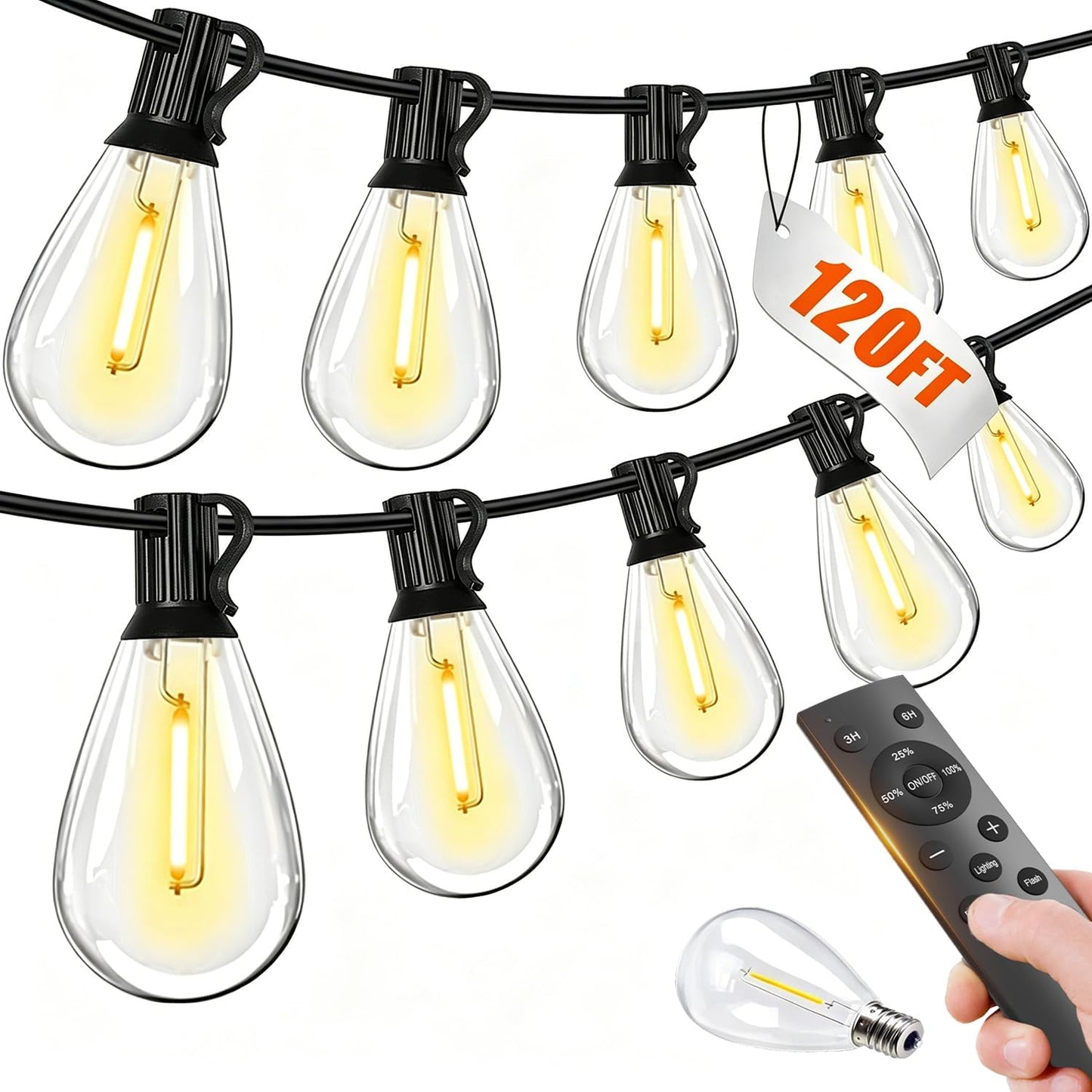Tenmiro 200FT Outdoor String Lights, Ultra Long LED Patio Lights with Shatterproof High Brightness S11 Edison Bulbs, Outside Hanging Light Waterproof for Backyard Deck Porch Party Decor 2700K