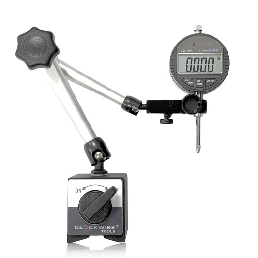 Digital Indicator with Magnetic Base Holder Stand, DIBR-0105 0-1 Inch/25.4mm, Inch/Metric Conversion, Auto Off