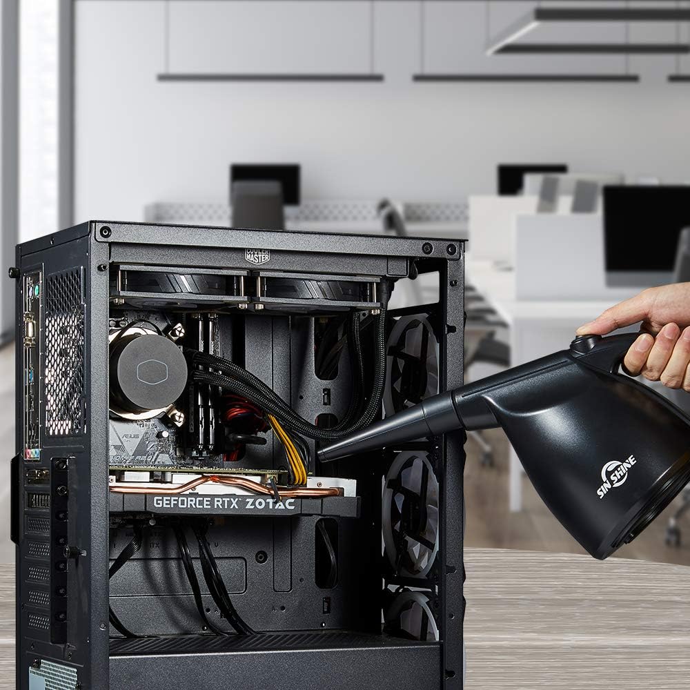 Compressed Air Duster-110000RPM Super Power Electric Air Duster for Cleaning Dust, Hairs, Crumbs, Scraps for Laptop, Computer, Replaces Compressed Air Cans & Canned Air (Jet-Black