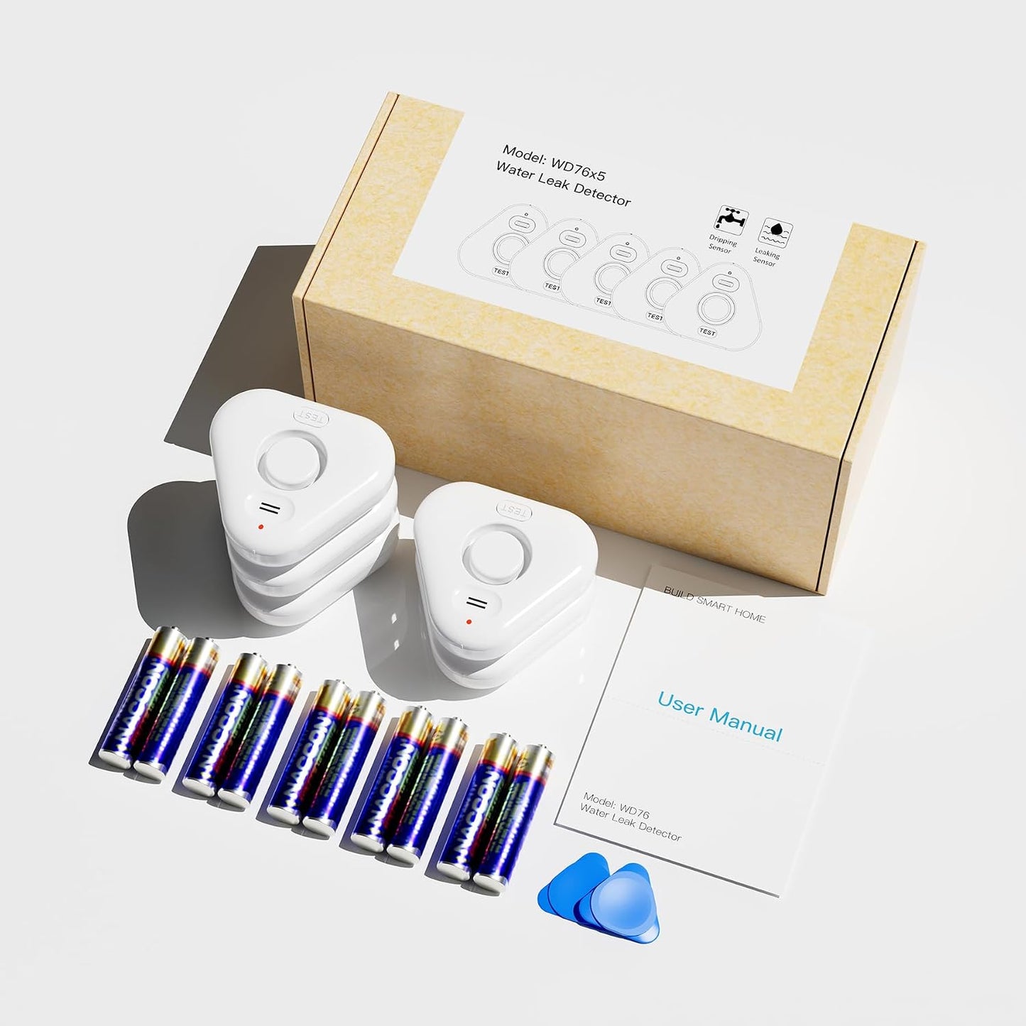 5 Pack Water Leak Detectors for Home, Stechro 4 Levels Adjustable Audio 0-120dB Water Sensor Alarm Leak Detector with Leak and Drip Alert, IP66 Water Leak Sensor for Basements Kitchen Sink Laundry