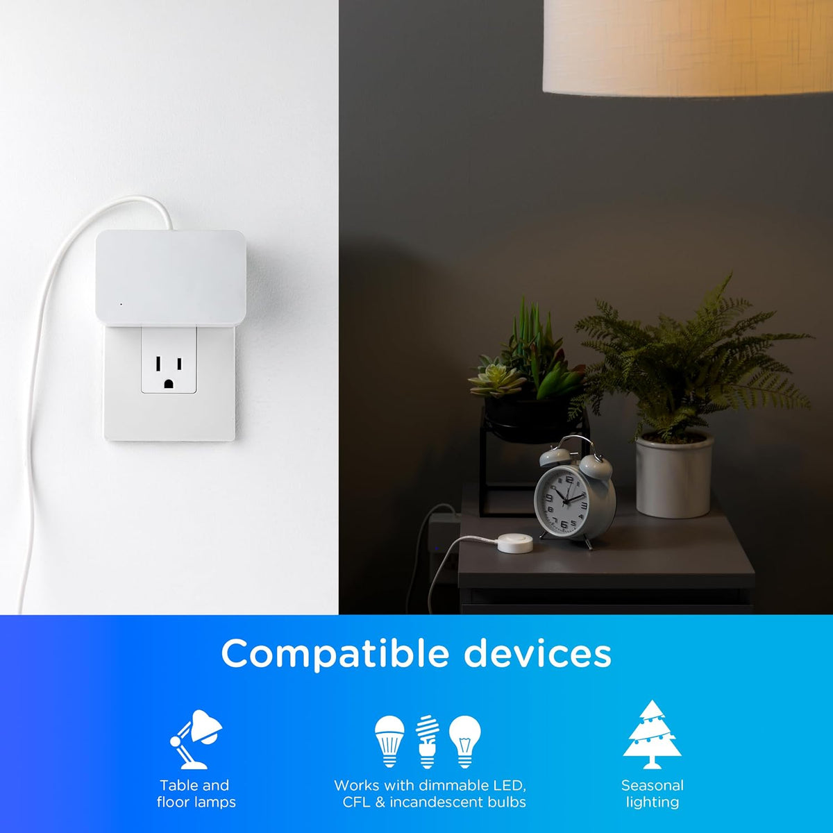 Enbrighten Indoor Smart Plug, 1 Polarized Outlet, Override with 5ft Lead