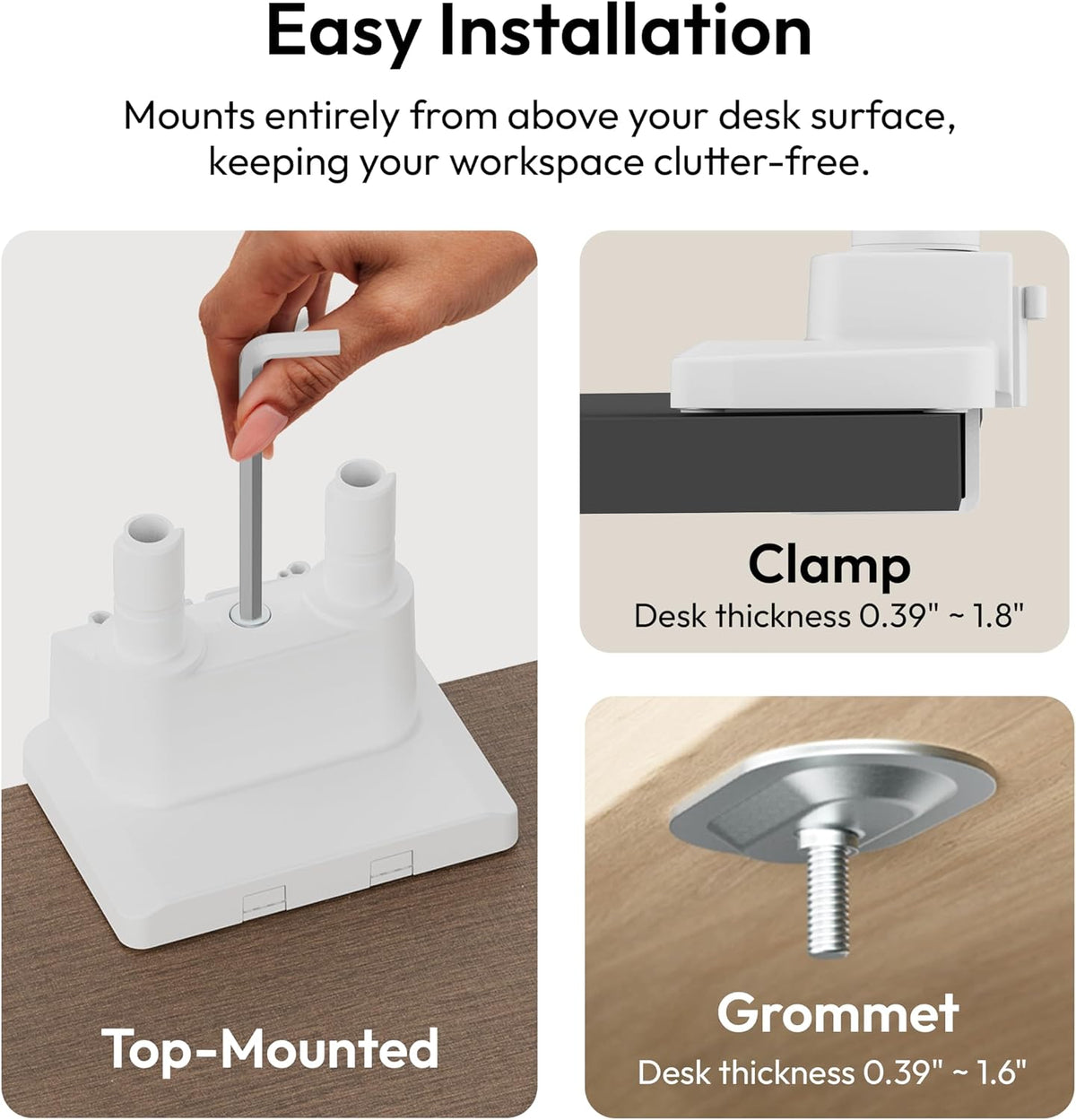 Pixio PS1D Wave White Dual Monitor Arm Stand Desk Mount - Fits up to 32 inches Monitors and up to 19.8lbs. VESA Compatibility and Integrated Cable Management