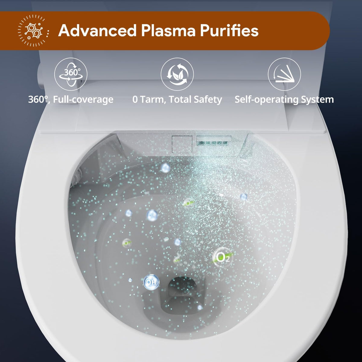 Uncle Brown ST12U Smart Toilet, ADA Height Bidet Toilet with Auto Open & Close Lid, 1000g MaP Flush Score, Foam Shield, PlasmaClean Technology, Hygienic Water Cleanse, Heated Seat & Warm Air Dryer