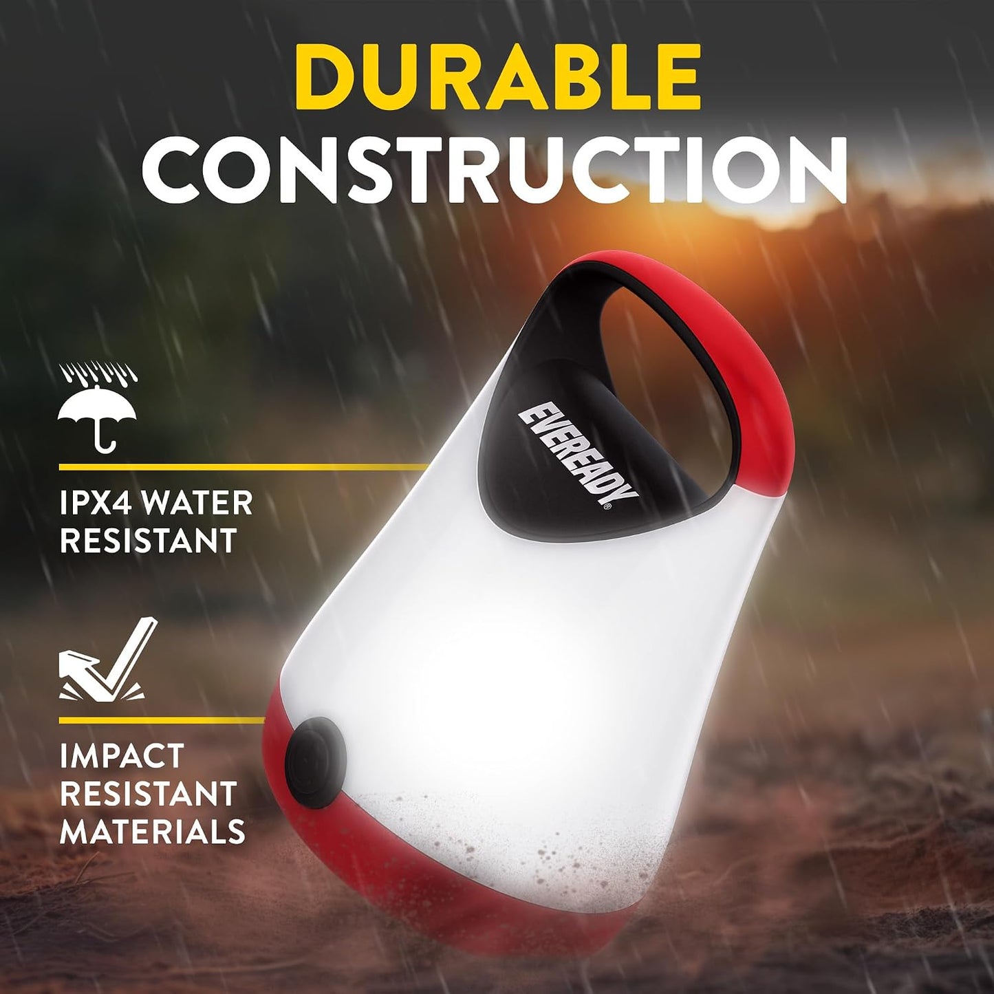Eveready LED Camping Lantern X-250 (2-Pack), Super Bright Tent Lights, Rugged Water Resistant LED Lanterns, 100 Hour Run-time (Batteries Included), Red and Black