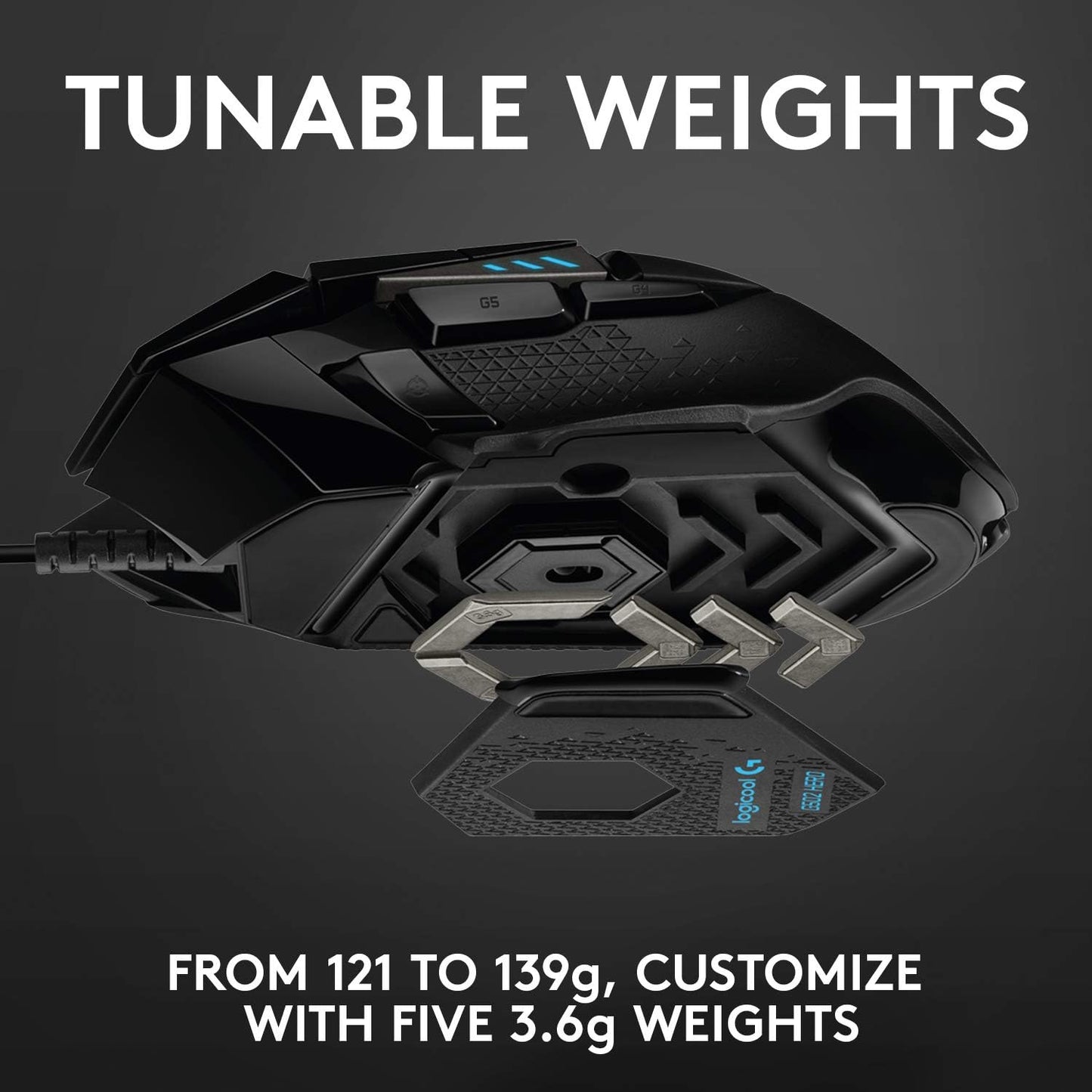 Logitech G502 Hero Wired Gaming Mouse - Black | High performance, 25,600 DPI, RGB, adjustable weights, 11 programmable buttons, on-board memory, PC/Mac