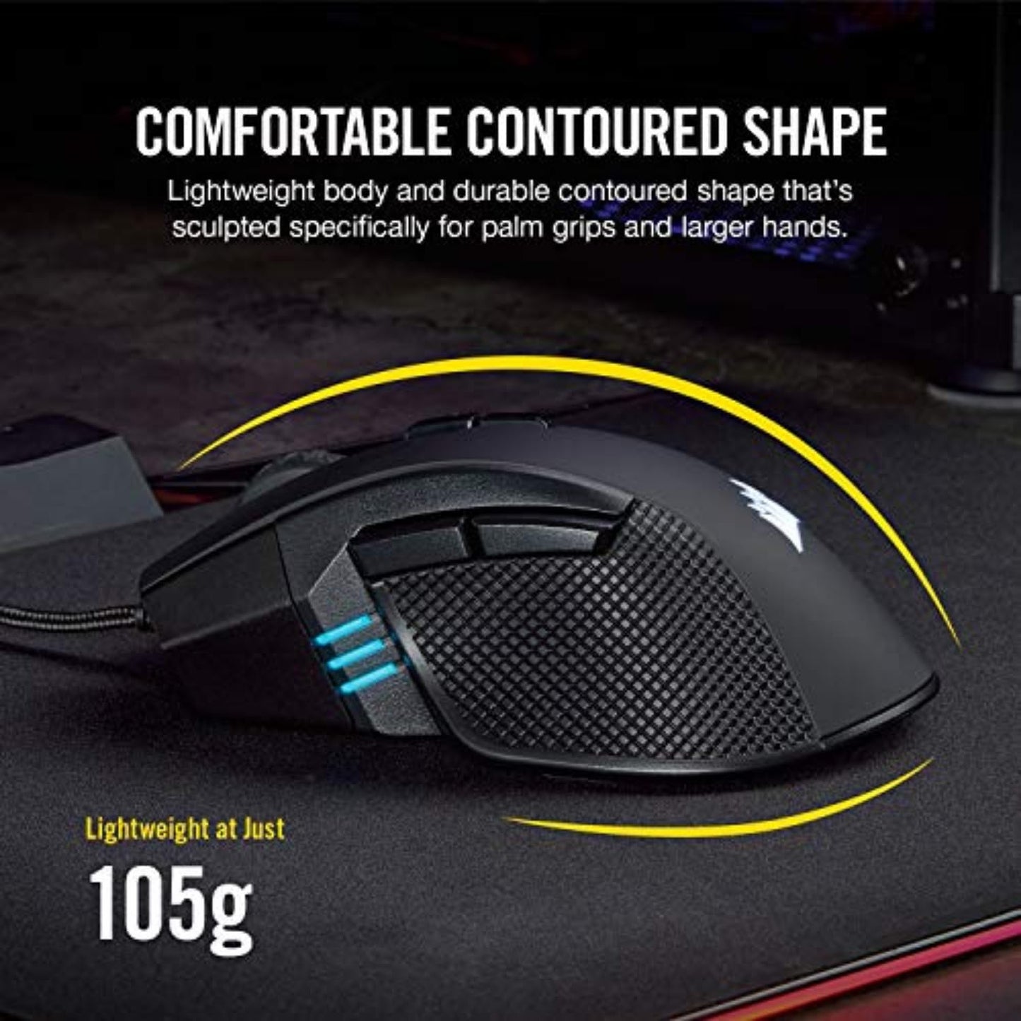 Corsair IRONCLAW RGB Wired FPS/MOBA Gaming Mouse – 18,000 DPI – 7 Programmable Buttons – Designed for Large Hands – iCUE Compatible – PC, Mac, PS5, PS4, Xbox – Black