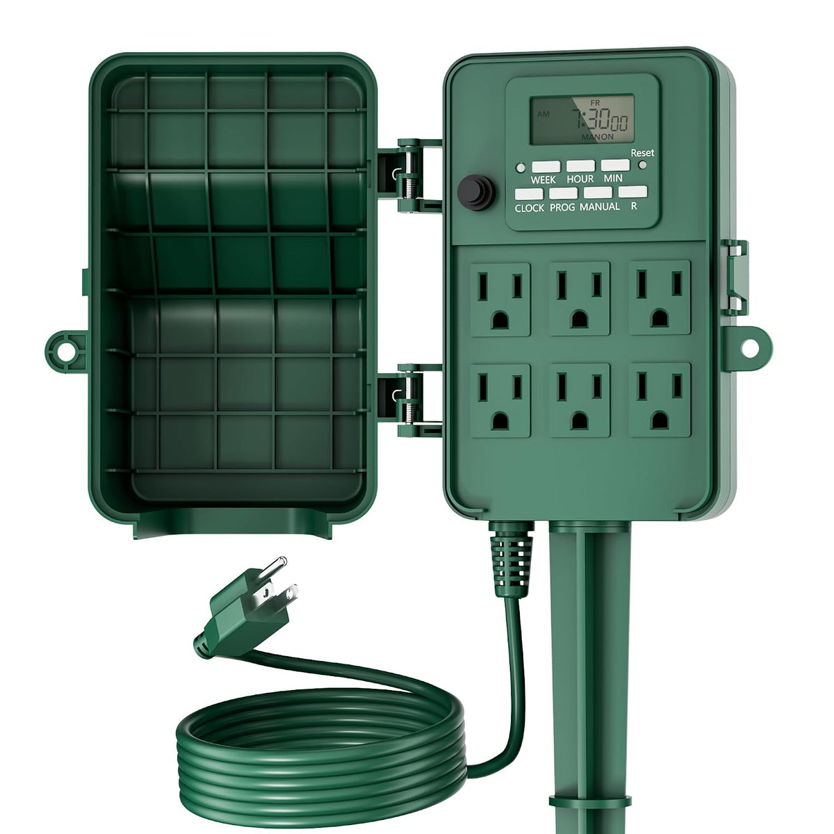 BN-LINK Outdoor Power Stake Timer, Programmable Digital Timer, 6 Outlets