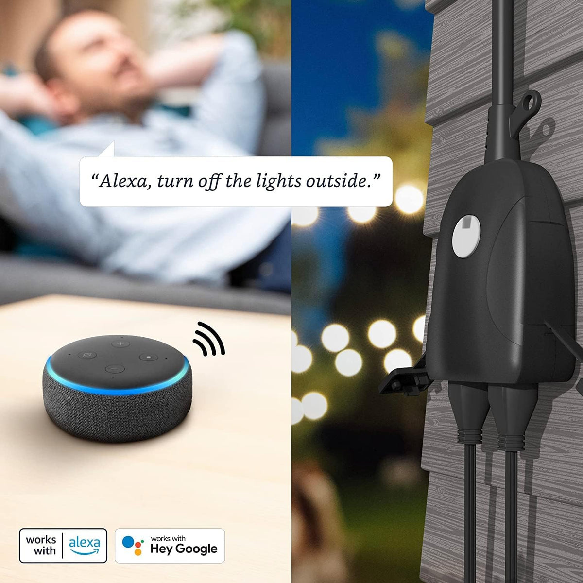 Feit Electric Smart Dual Outdoor Plug, WiFi Waterproof Plug, Grounded Sockets, Compatible with Alexa and Google Assistant, App Controlled, 15Amp Indoor/Outdoor 2 Outlet WiFi/WP (2 Pack)