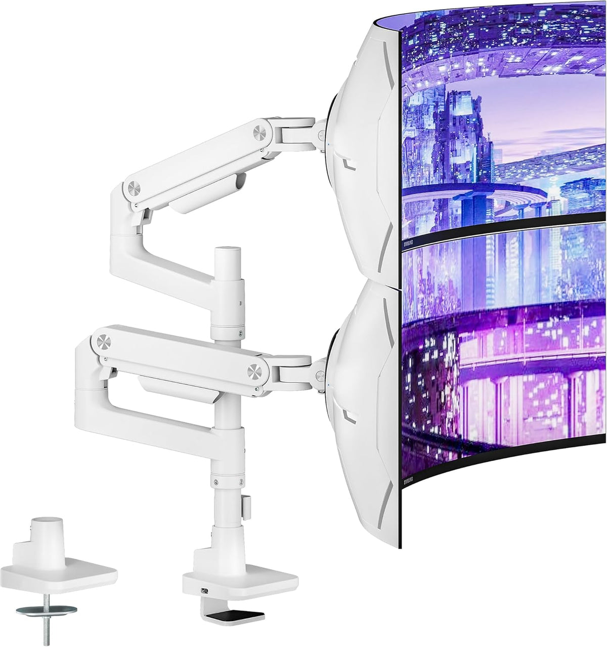 Dual Monitor Arm Desk Mount for 17-49 Inch Monitors Holds 44 lbs, White