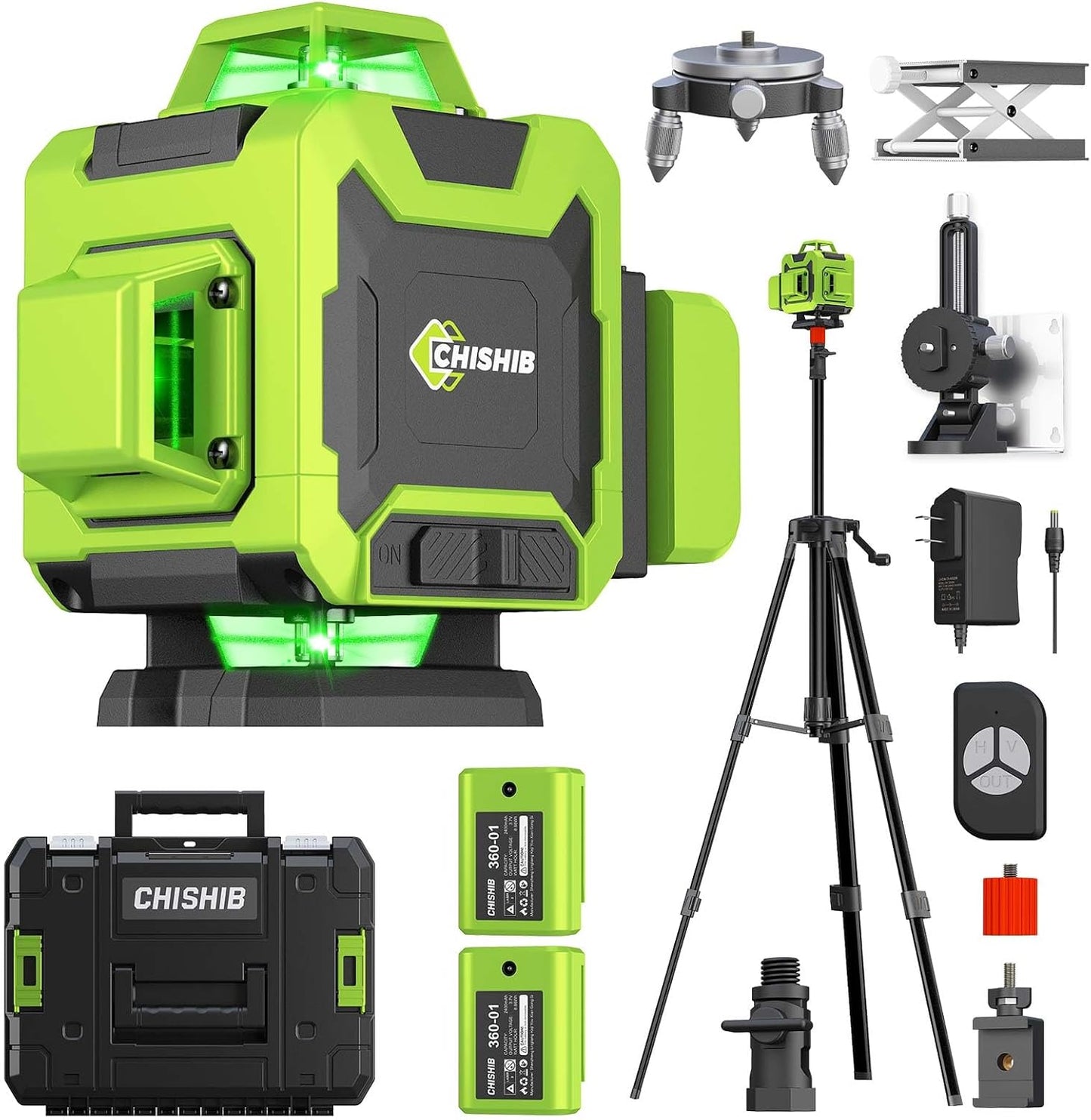 WEIDDW Laser Level 360° Green Cross Line Self Leveling Laser Measuring Tool