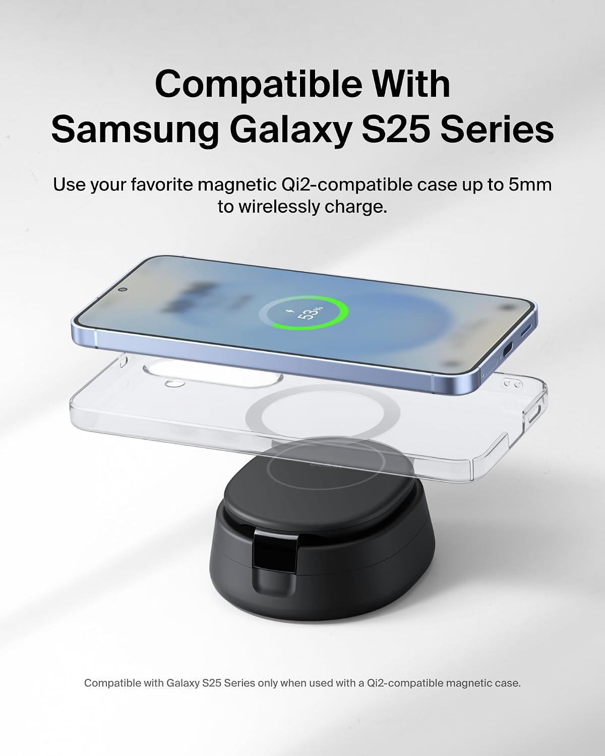 Belkin Qi2 15W Wireless Fast Charging Station, 2 in 1 iPhone Charger | Fast Charging, MagSafe Compatible, iPhone 17/16/15, AirPods, Travel Charger, Magnetic