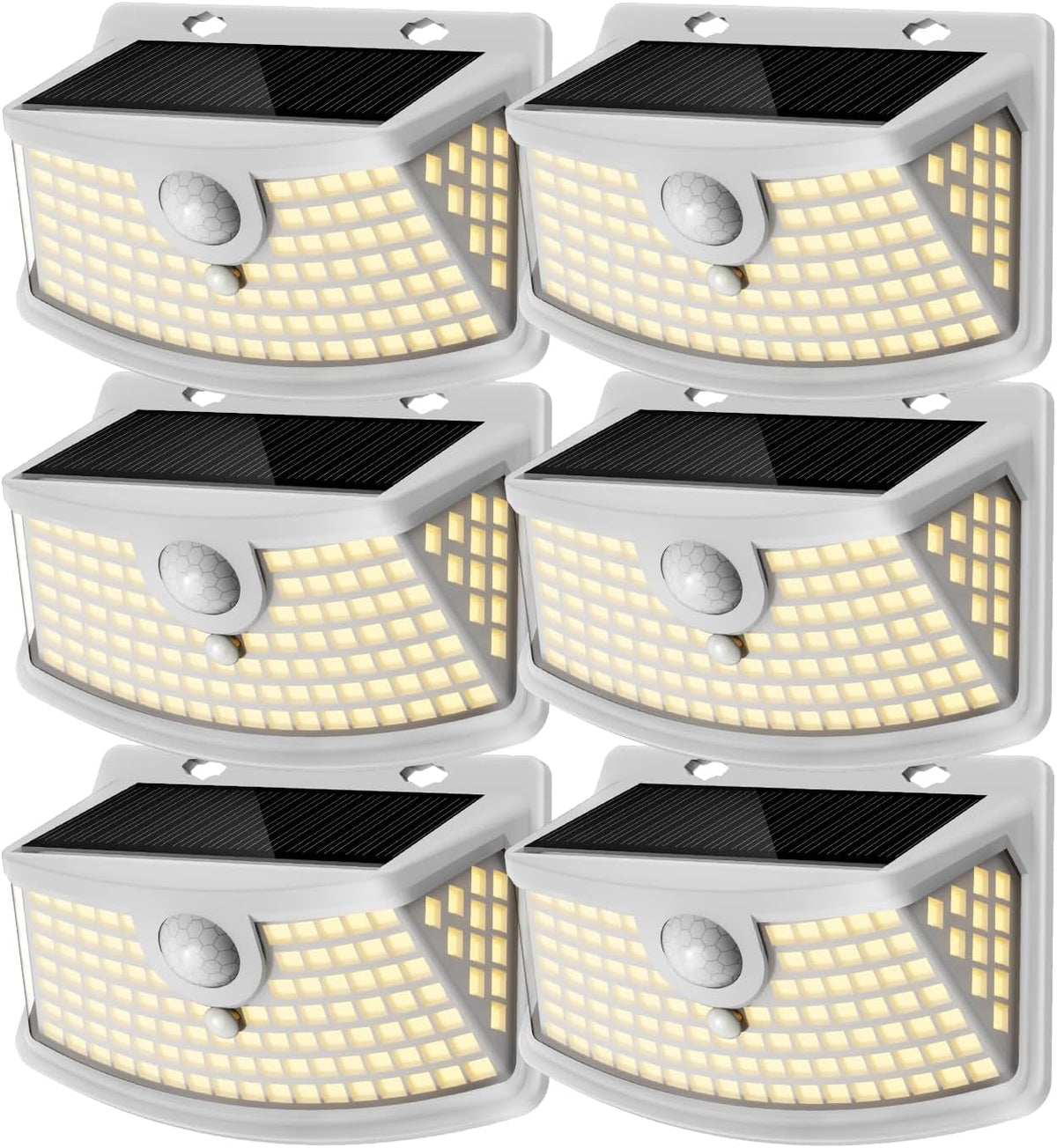 Aootek Solar Motion Sensor Lights Outdoor 120 LEDs, White, 6 Pack