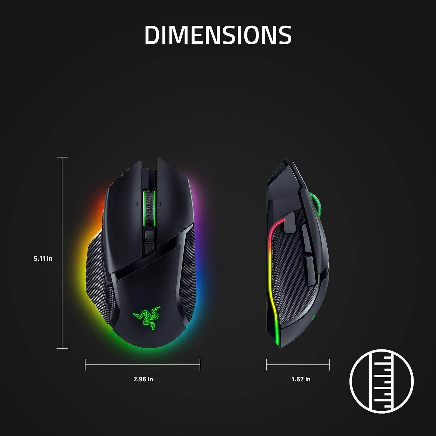 Razer Basilisk V3 Pro Customizable RGB Wireless Gaming Mouse, Black | Optical Switches Gen-3, HyperScroll Tilt Wheel, RGB, 11 Programmable Buttons, Focus Pro 30K Optical Sensor, 150 Hr Battery