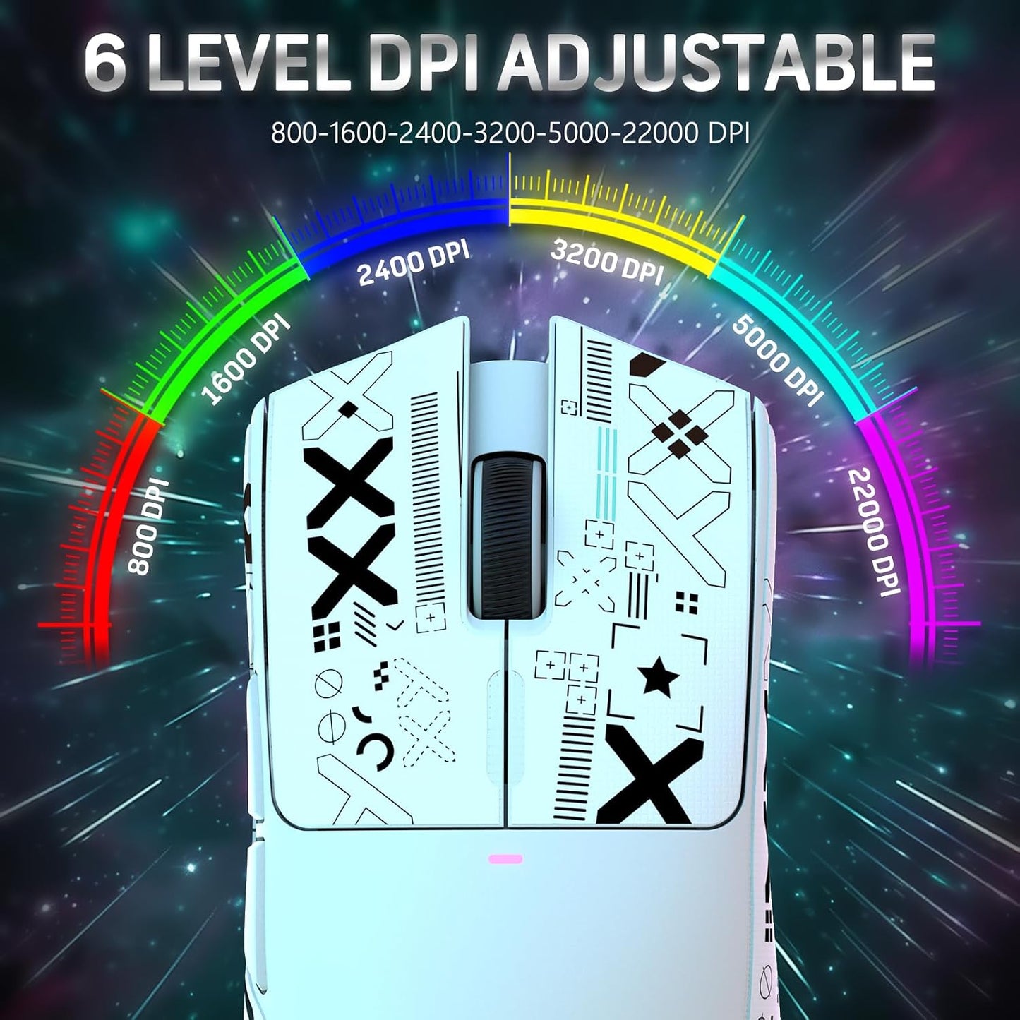 ATTACK SHARK X11 59g Lightweight Wireless Gaming Mouse,RGB Magnetic Charging Dock,Tri-Mode-BT/2.4G Wireless/Wired Mouse with Grip Tape,22000 DPI,5 Programmable Buttons for Pc/Mac(White&Sticker)