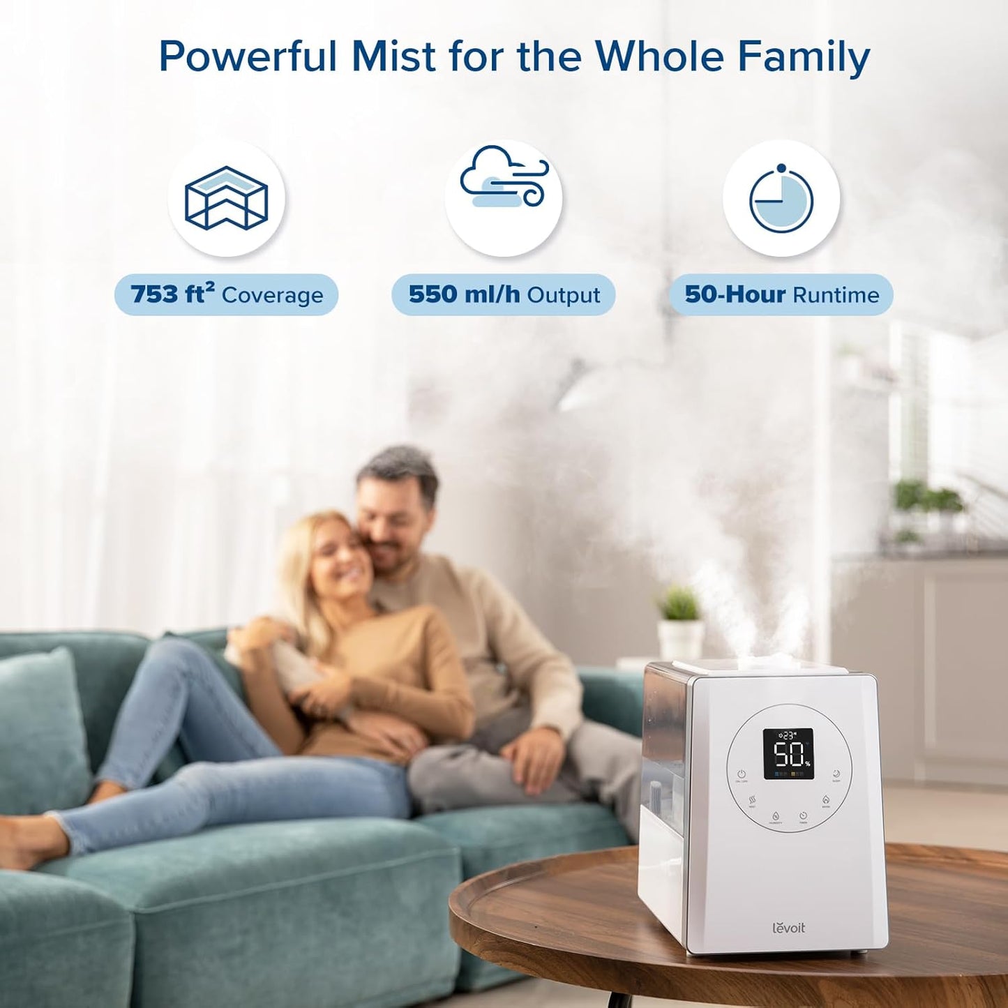Levoit LV600S Smart Warm&Cool Mist Humidifiers for Home Bedroom Large Room | 6L 753ft² Coverage, Quickly & Evenly Humidify Whole House, Easy Top Fill, Smart Sensor, App & Voice Control, Quiet Sleep Mode