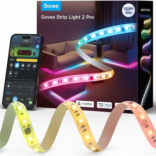Govee RGBWWIC LED Strip Light 2 Pro 32.8ft, Smart Control, APP, WiFi | Work with Alexa, Google Assistant, Matter and Smarthings, DIY Color Changing, LED Lights for Bedroom, Cabinet, Home Decor