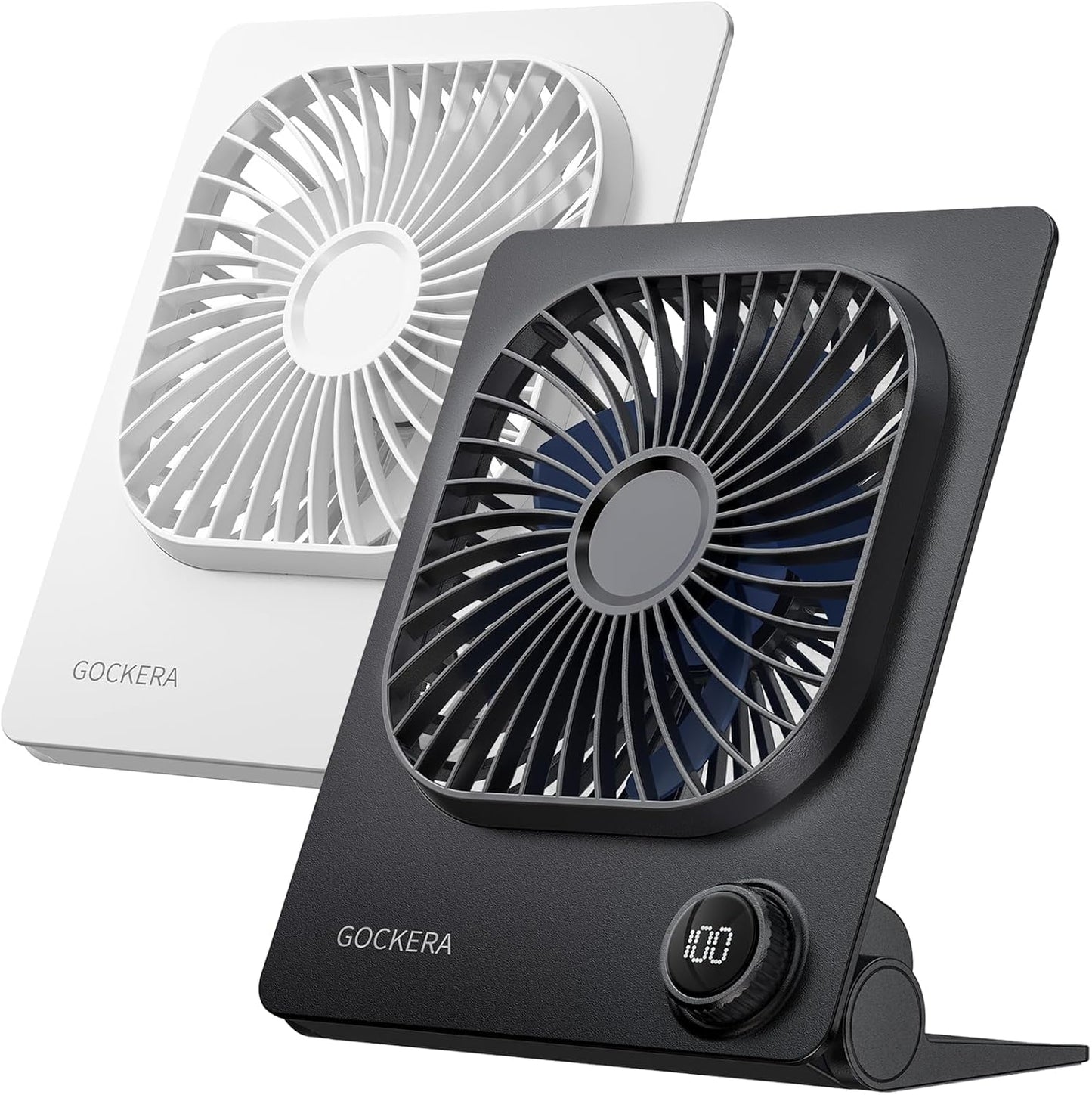 GOCKERA Desk Fan, 6.61''Ultra-thin 5000mAh Battery Powered Fan with Powerful Wind,100 Speeds Adjustable&Digital Display,Timer,Ultra-quiet Small Portable Fan for Bedroom,Office,Travel,Summer Essentials