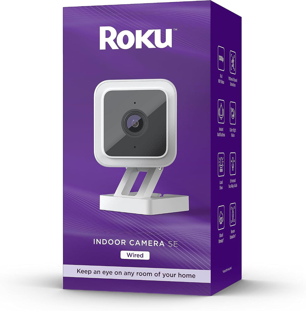 Roku CS1000R Smart Home Indoor Camera SE - Wired Security Camera with Motion & Sound Detection (Renewed)