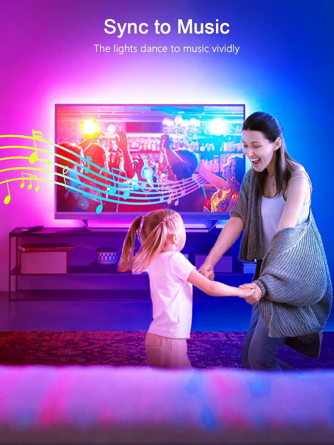 KANTUTOE LED Lights for TV, 16.4ft LED Lights for 45-75 Inch TVs, RGB TV Backlight Behind, Music Sync Bluetooth APP & Remote Control Strip Lights USB Powered for Bedroom, Gaming, Home Décor