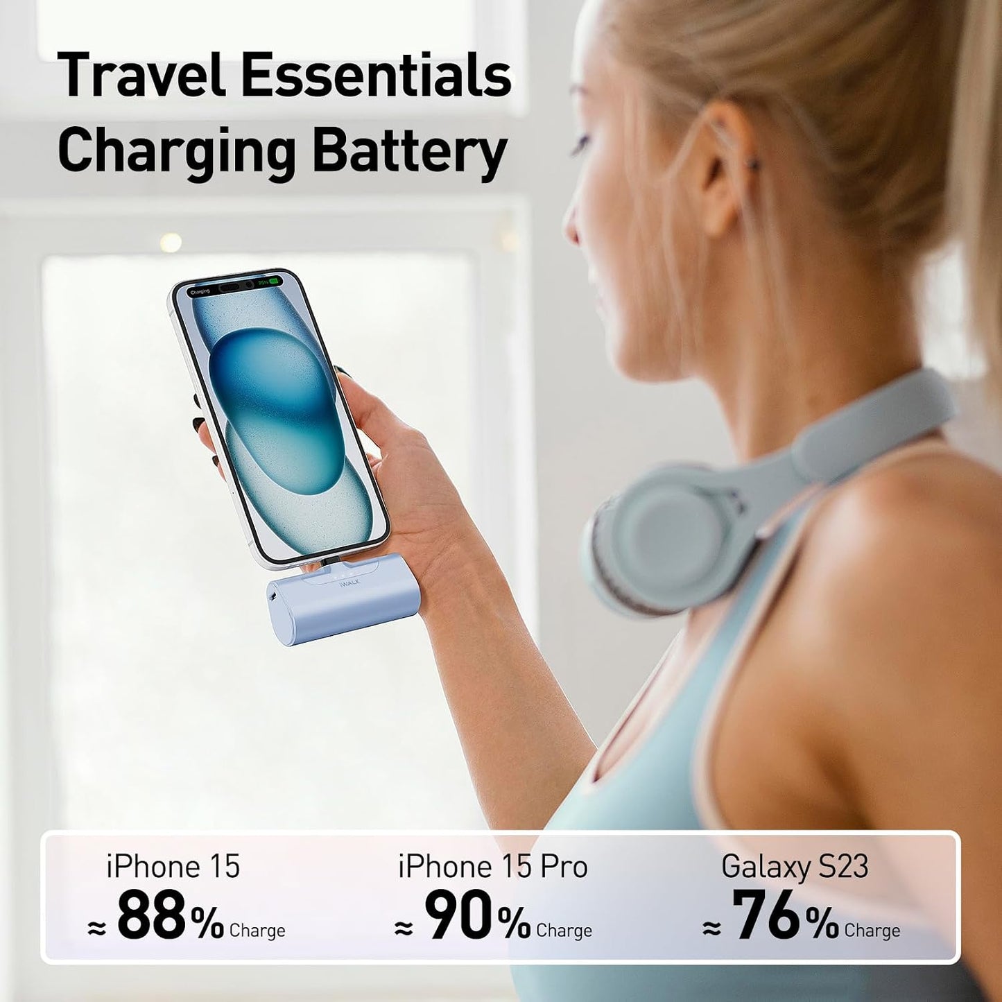 iWALK Portable Charger for iPhone 17/16/15 USB-C Small Power Bank 20W 4,500mAh Fast Charging Battery Pack Compatible with iPhone 15/16/17 Plus/17 Pro/17 Pro Max, Samsung Galaxy S25/S24/S23 Android