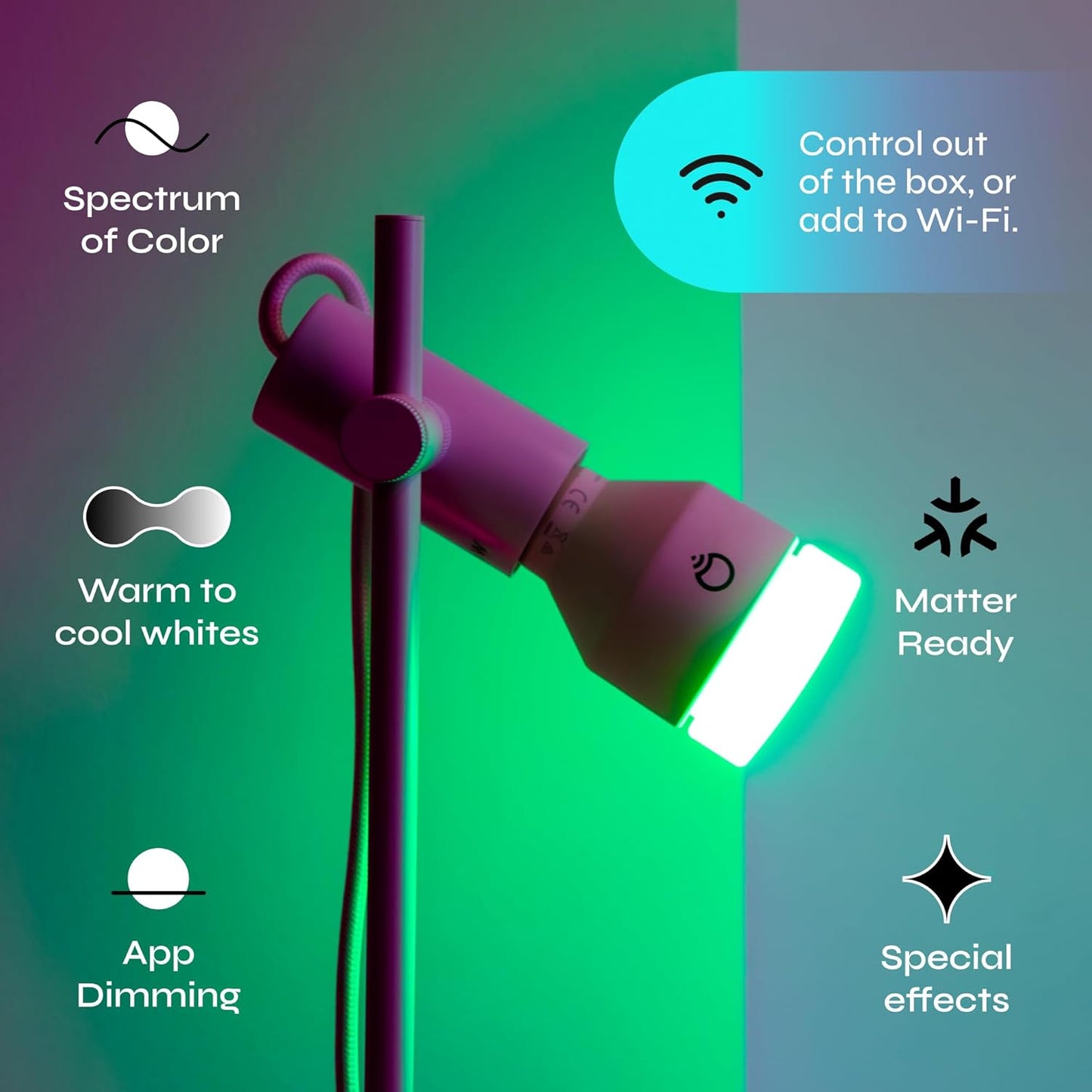 LIFX Smart Light Bulbs A19, RGB Color Changing, Matter, 75W 1100LM, 2 Pack | Compatible with Alexa, Apple Homekit, Google, WiFi 2.4GHz, Dimmable E26, tunable white 1500-9000K, for bedroom, mood lighting