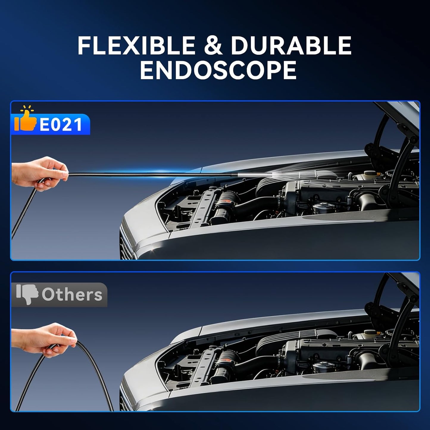 MUCAR E021 USB Endoscope Borescope, 720P Borescope with 6 Adjustable LED Light, Compatible with PC and MUCAR Scanners