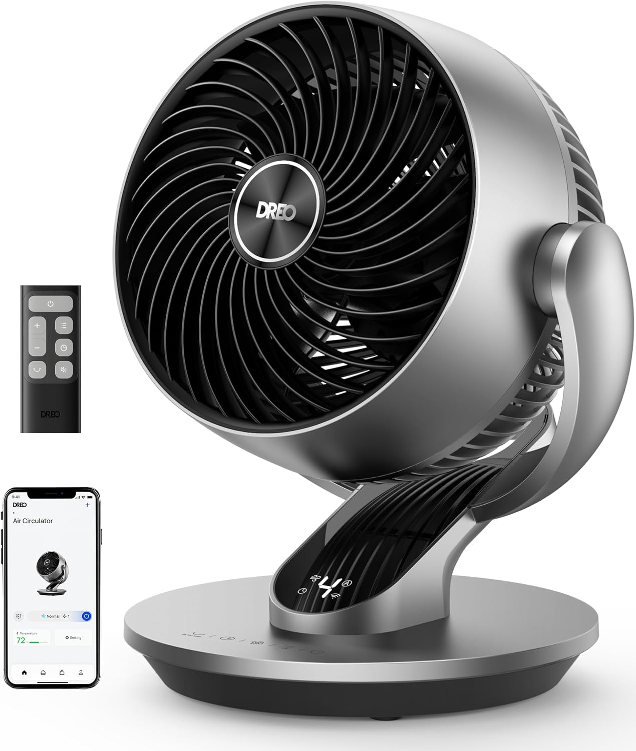 DREO Smart Fan for Bedroom,120° Vertical and 90° Oscillating Fan with Remote/Voice, 13 Inch Height Quiet Air Circulator for Whole Room, 70 ft, 4 Speeds, 5 Modes, 12H Timer, Desk Fans for Home, Office