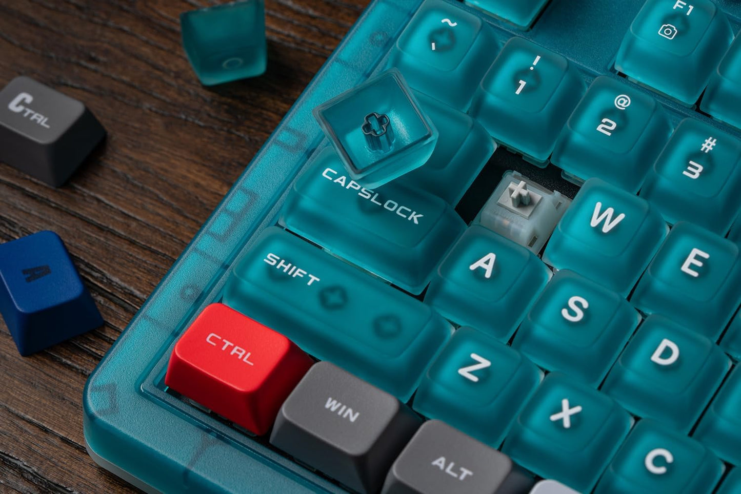 8BitDo Retro 87 Mechanical Keyboard, Hot Swappable Wireless Gaming Keyboard with RGB Backlight, Bluetooth/2.4G/USB-C, Linear Switches, Dual Super Buttons for Windows PC & Android - Clear Blue