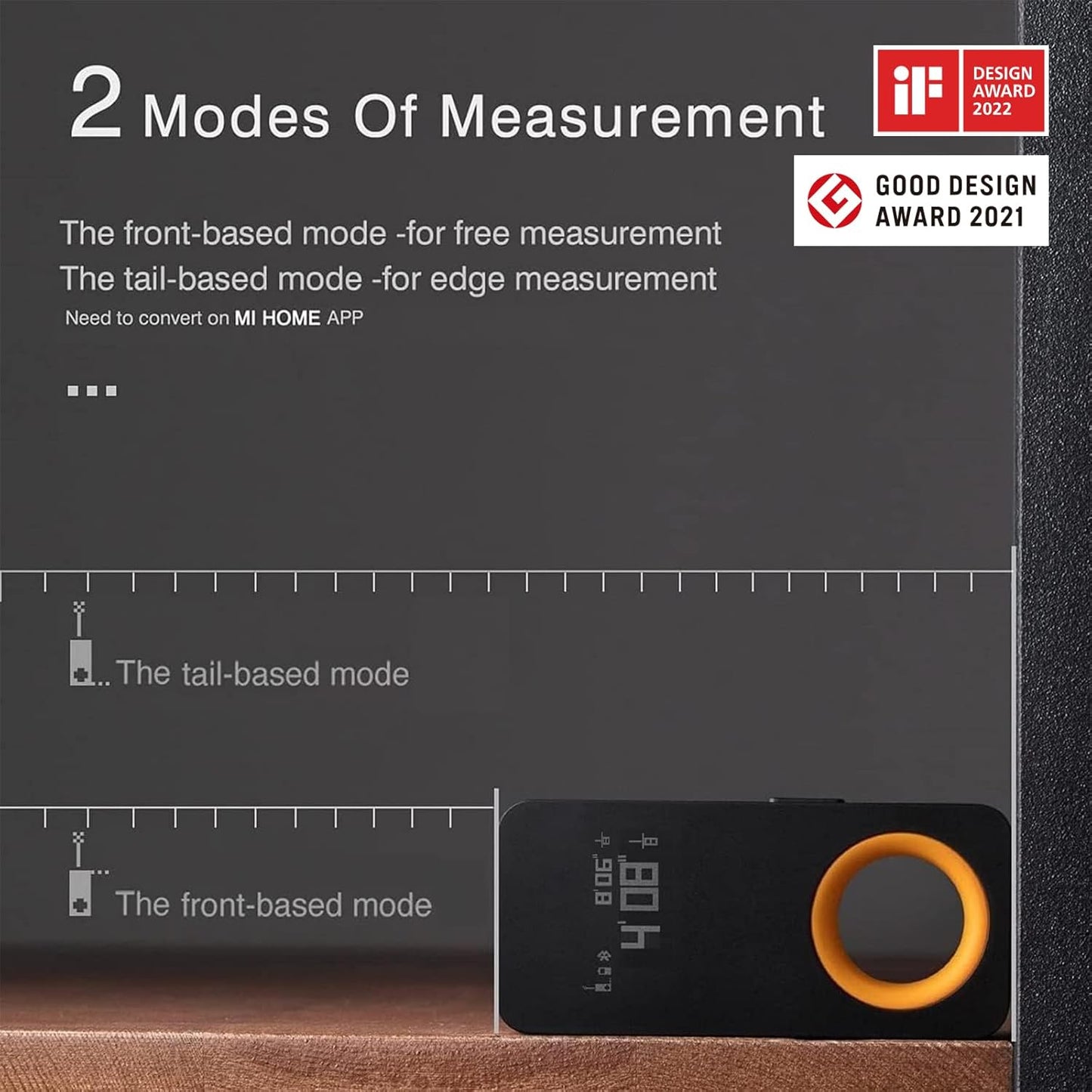 HOTO Pocket-Size Laser Measuring Tool, EDC Gadget Birthday Gift for Men Dad | Keychain-ready Carry Design, 98Ft Laser Tape Measure ±2mm Accuracy, USB-C Rechargeable, OLED Display, Ft/M/in Unit Conversion
