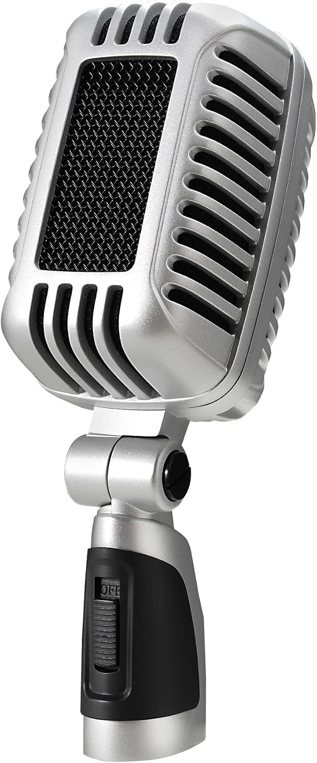 CAROL CLM-101 Retro Wired Vocal Microphone, Dynamic Supercardioid - Black | Retro wired microphone with dual capsules for singing, karaoke, and stage. Includes storage bag and switch.