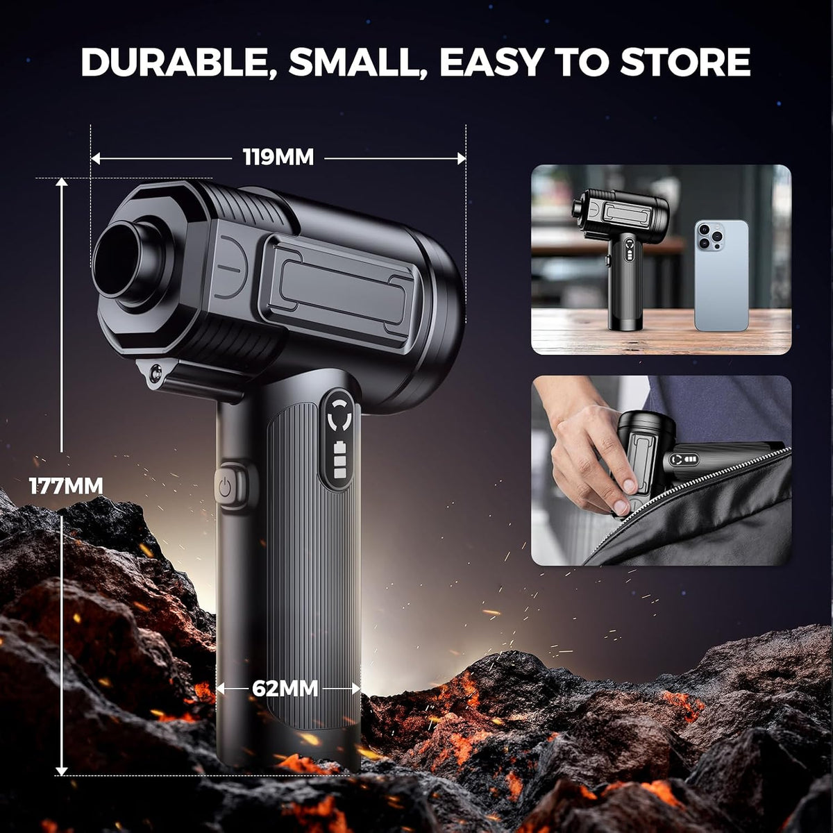 Compressed Air Duster, 130000RPM Rechargeable Electric Air Blower Cordless | Powerful Jet Blower with LED Light Mini Air Blower Rechargeable & Reusable Cleaning Blower for Car, PC and Home Cleaning Kit