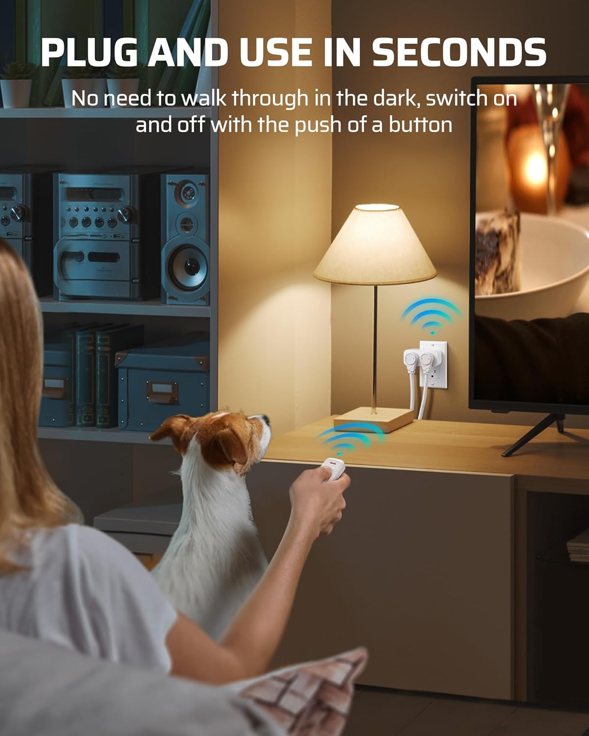 DEWENWILS Wireless Remote Control Outlet, 2 Independent Control Sockets Electrical Remote Light Switch, No Interference Remote Outlet Switch, No Wiring, 15A/1875W, 100 FT Range