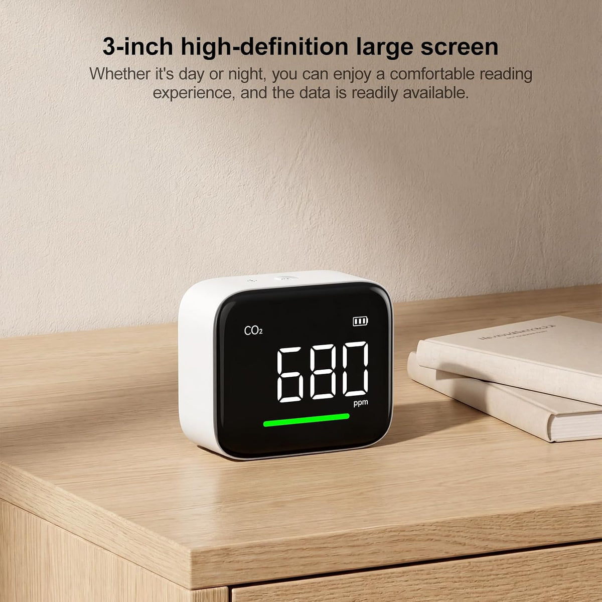 ATuMan 4-in-1 CO₂ Detector, Indoor Air Quality Monitor, NDIR Sensor | 4-in-1 Design, Temperature, Humidity, Time，CO2, NDIR Sensor, 2200mAh Rechargeable, 3-Color Alert, Portable, 3.0" Display