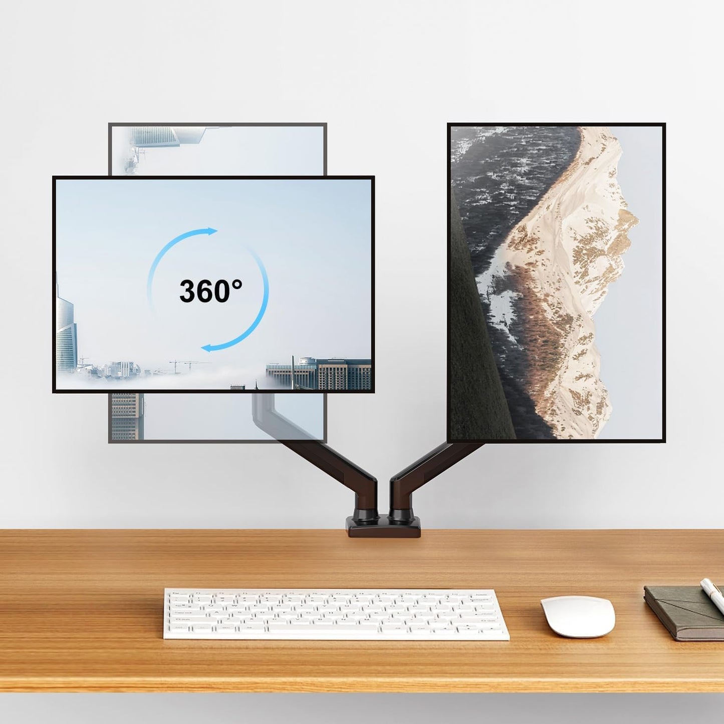 Dual Monitor Mount Fits 13-32" Computer Screen, Dual Monitor Arm | Hold 4.4-19.8lbs Each, Full Motion Monitor Desk Mounts for 2 Monitors, Gas Spring Monitor Stand, VESA Mount