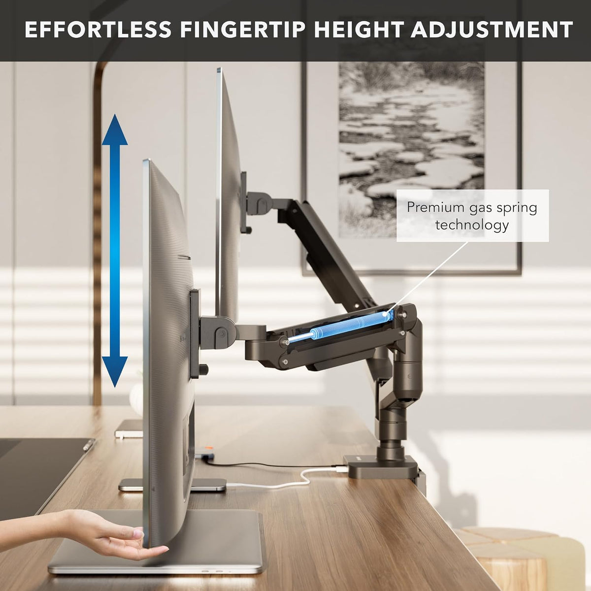 Mount-It! Proflex Series Heavy-Duty Dual Monitor Arm for 17–35” Screens, Gas Spring, Full Motion, USB-C & USB 3.0 Ports, VESA 75/100, Fits Ultrawide & Curved Displays, Clamp or Grommet Base