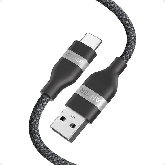 Anker Nano USB A to USB C Cable, CarPlay USB to USB C Cable (3 ft, Black) | Upcycled-Braided Cord for CarPlay, iPhone 17 / 16 Series, Samsung Galaxy Note20, and More